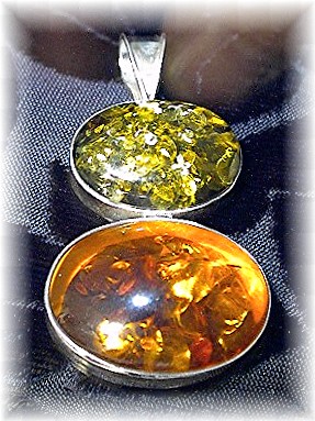Baltic Amber Sterling Silver Green and  Honey  Pendant