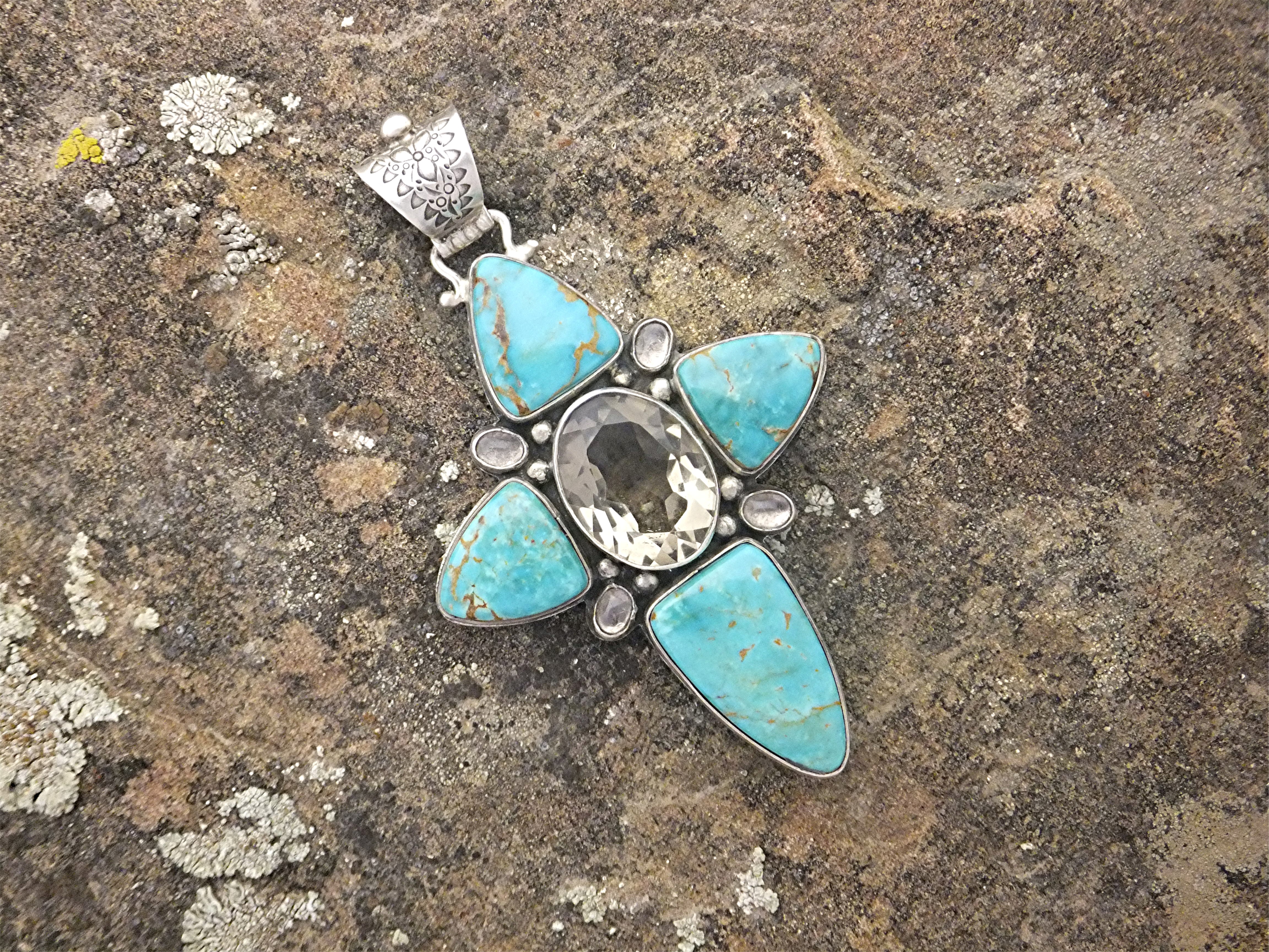 David Troutman Kingman Turquoise  Citrine Sterling Silv