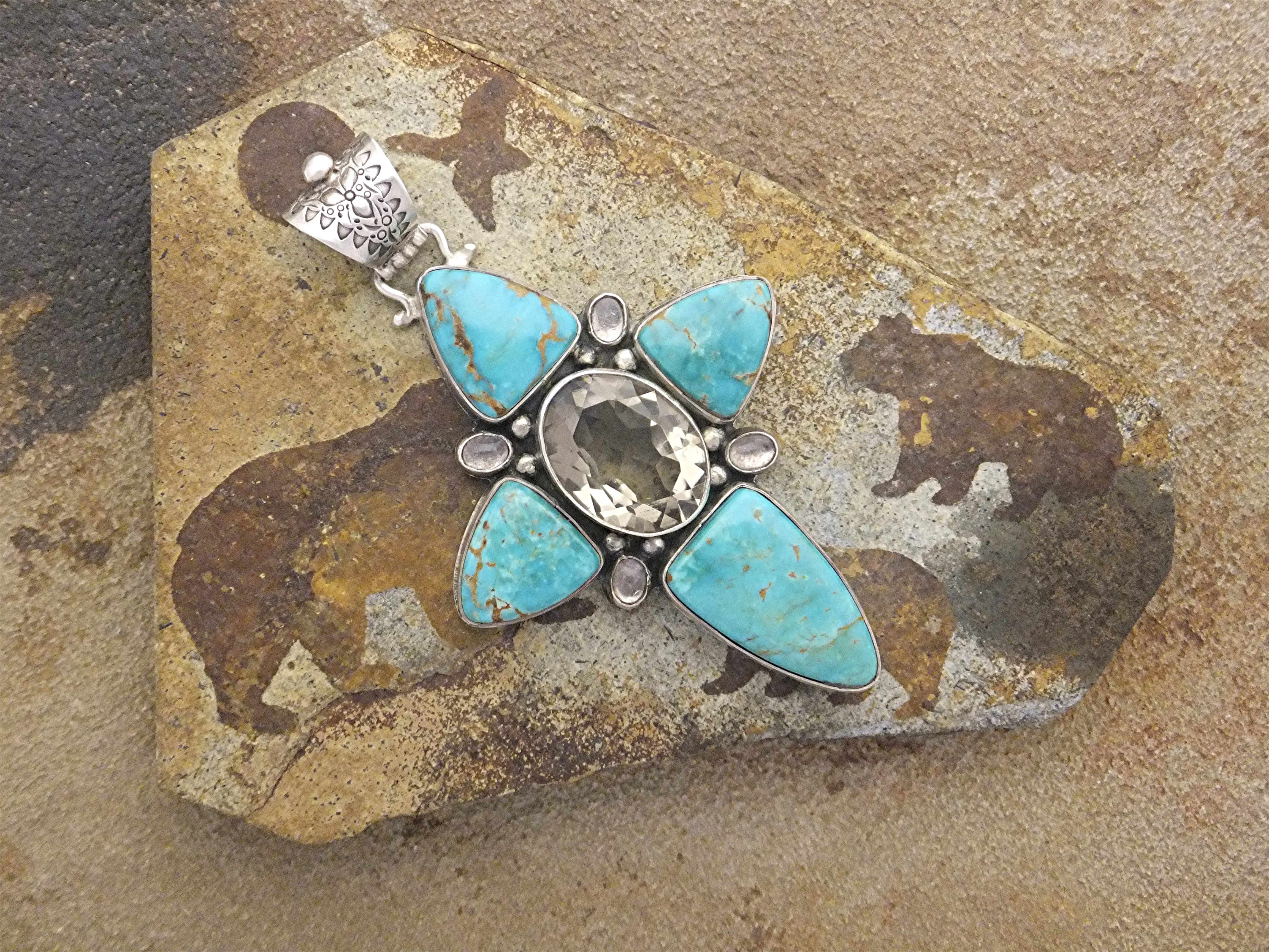 David Troutman Kingman Turquoise  Citrine Sterling Silv