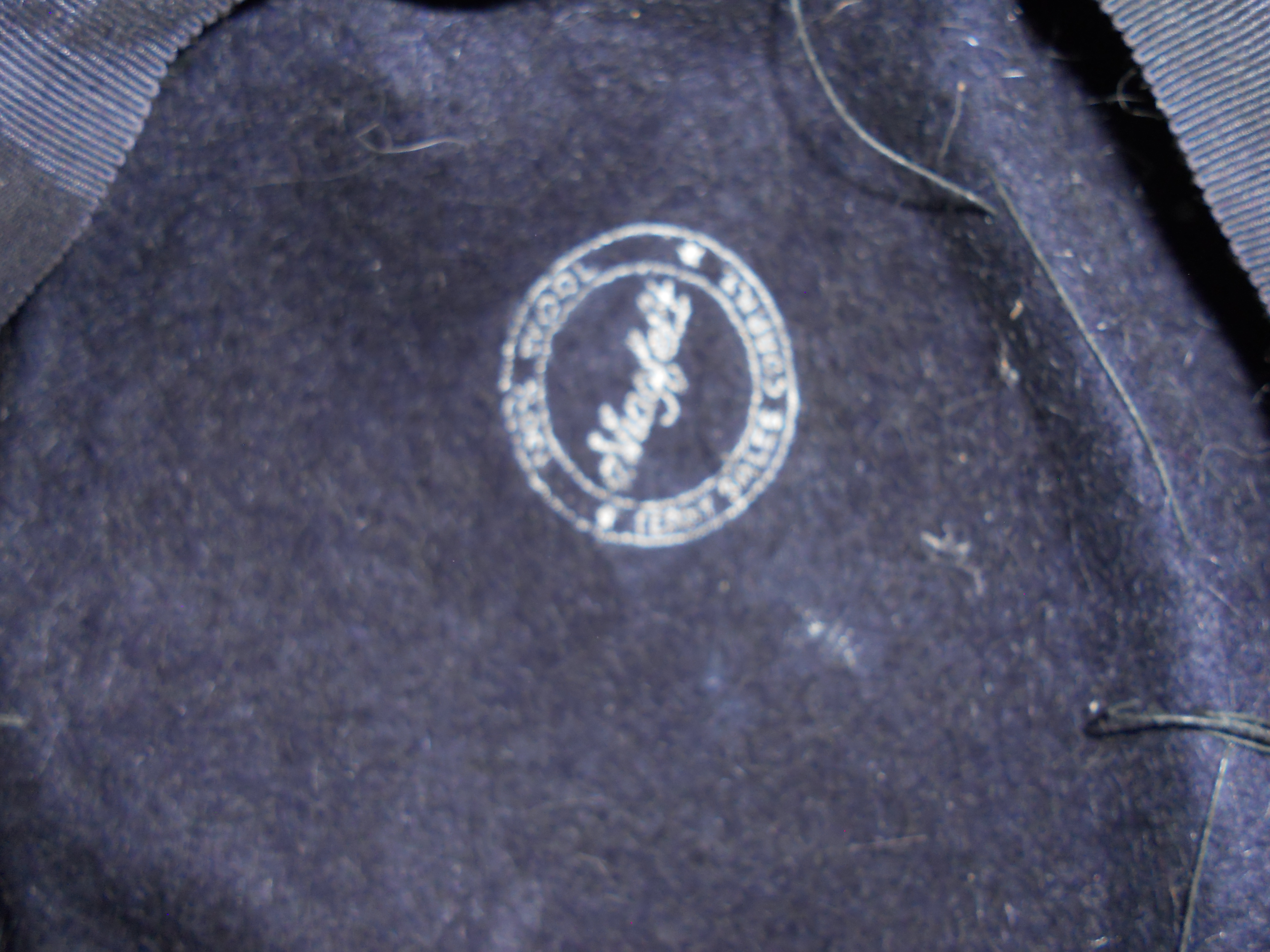Vintage Navy Blue Felt Pillbox Hat Veil Rhinestones
