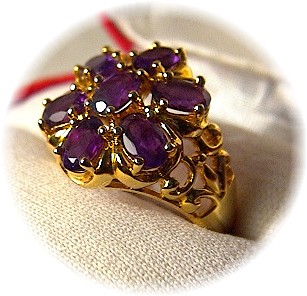 Amethyst Gold Vermeil Sterling Silver  Ring