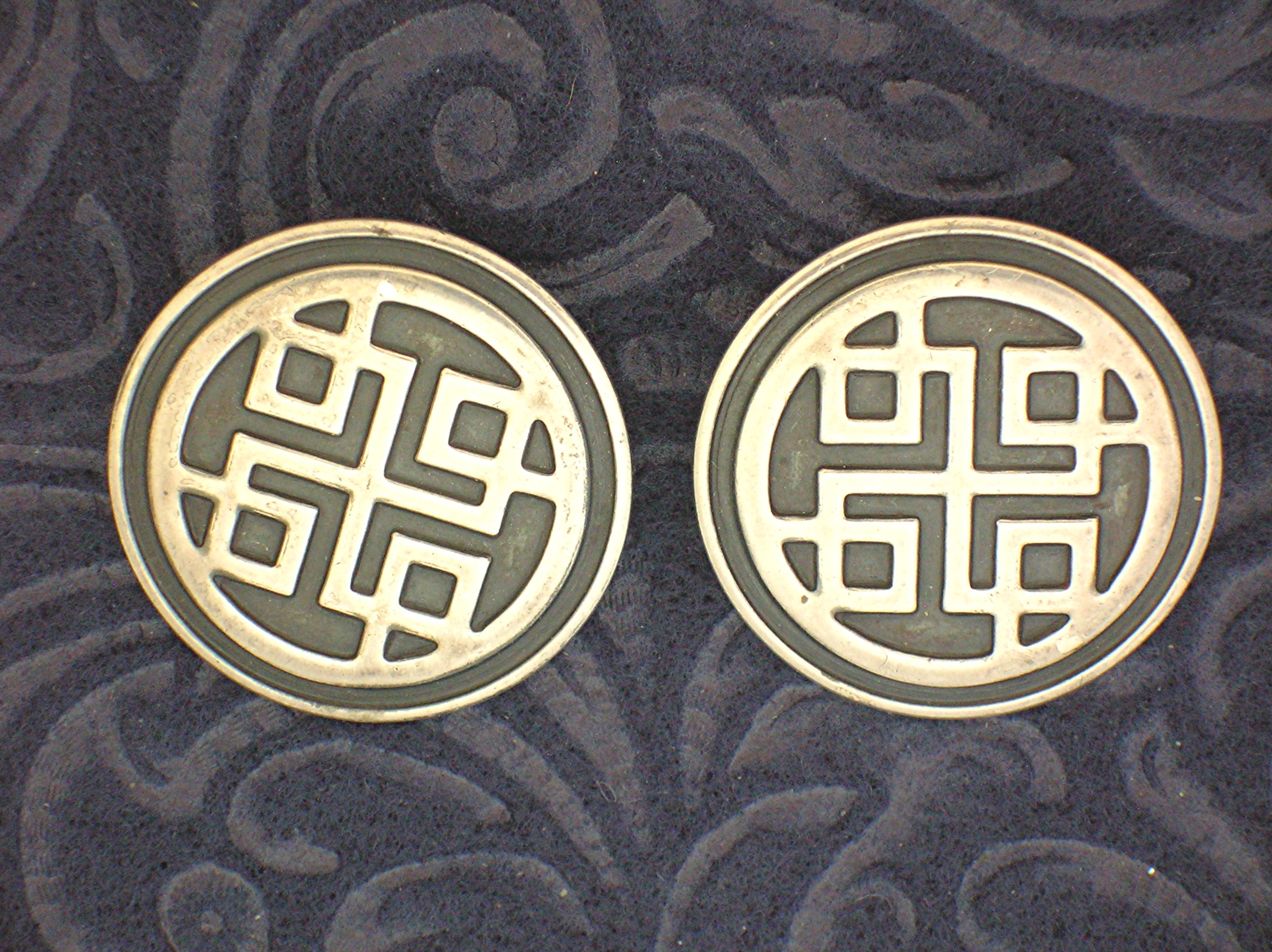 Sterling Silver Oxydised Ethnic Pattern Clip Earrings