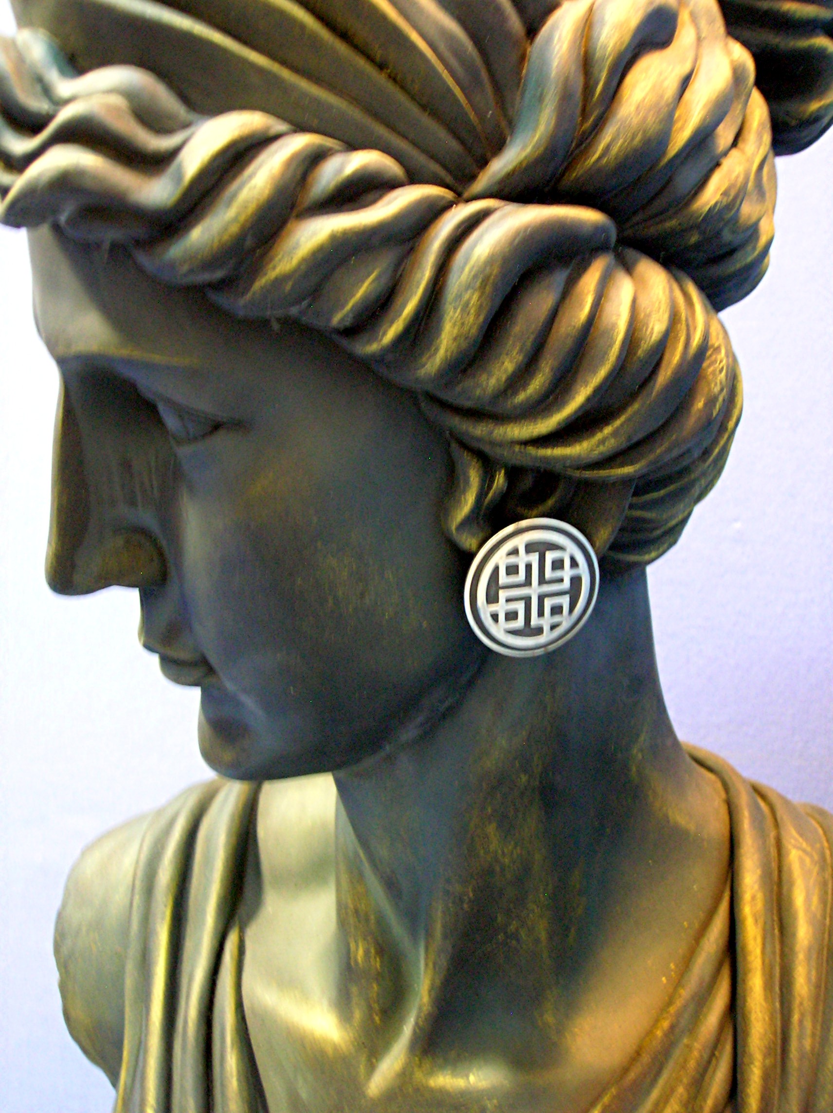 Sterling Silver Oxydised  Ethnic Pattern Clip Earrings
