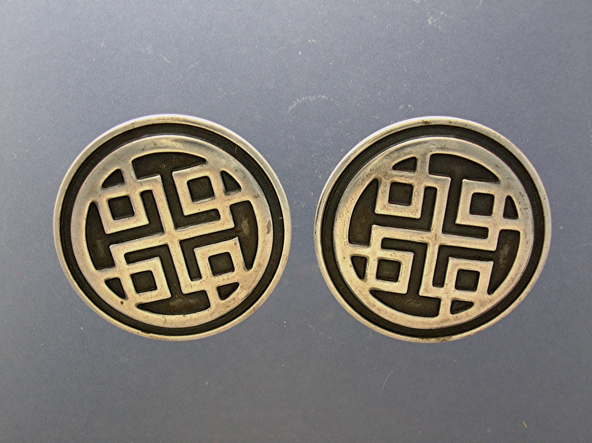 Sterling Silver Oxydised  Ethnic Pattern Clip Earrings
