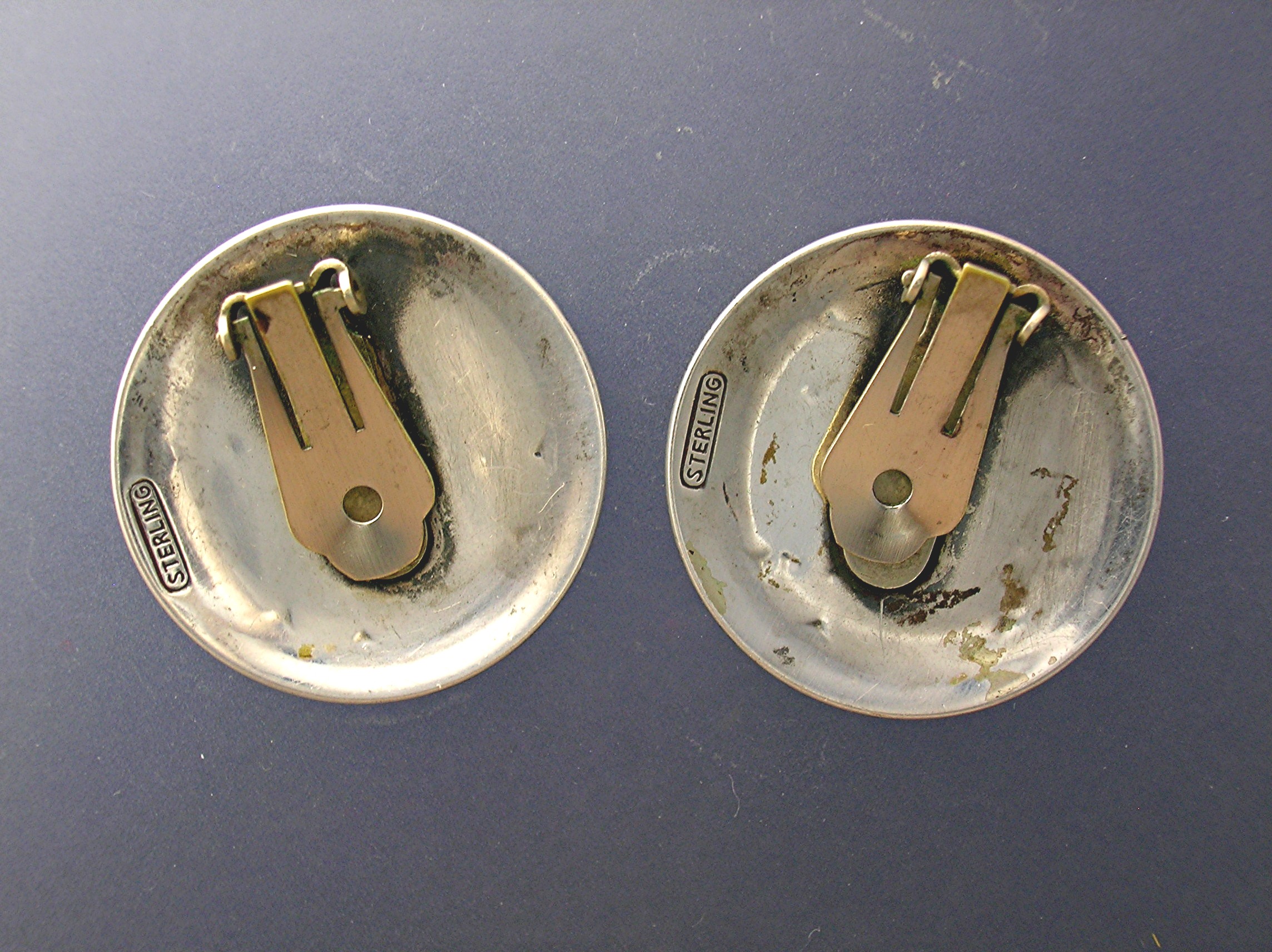 Sterling Silver Oxydised  Ethnic Pattern Clip Earrings