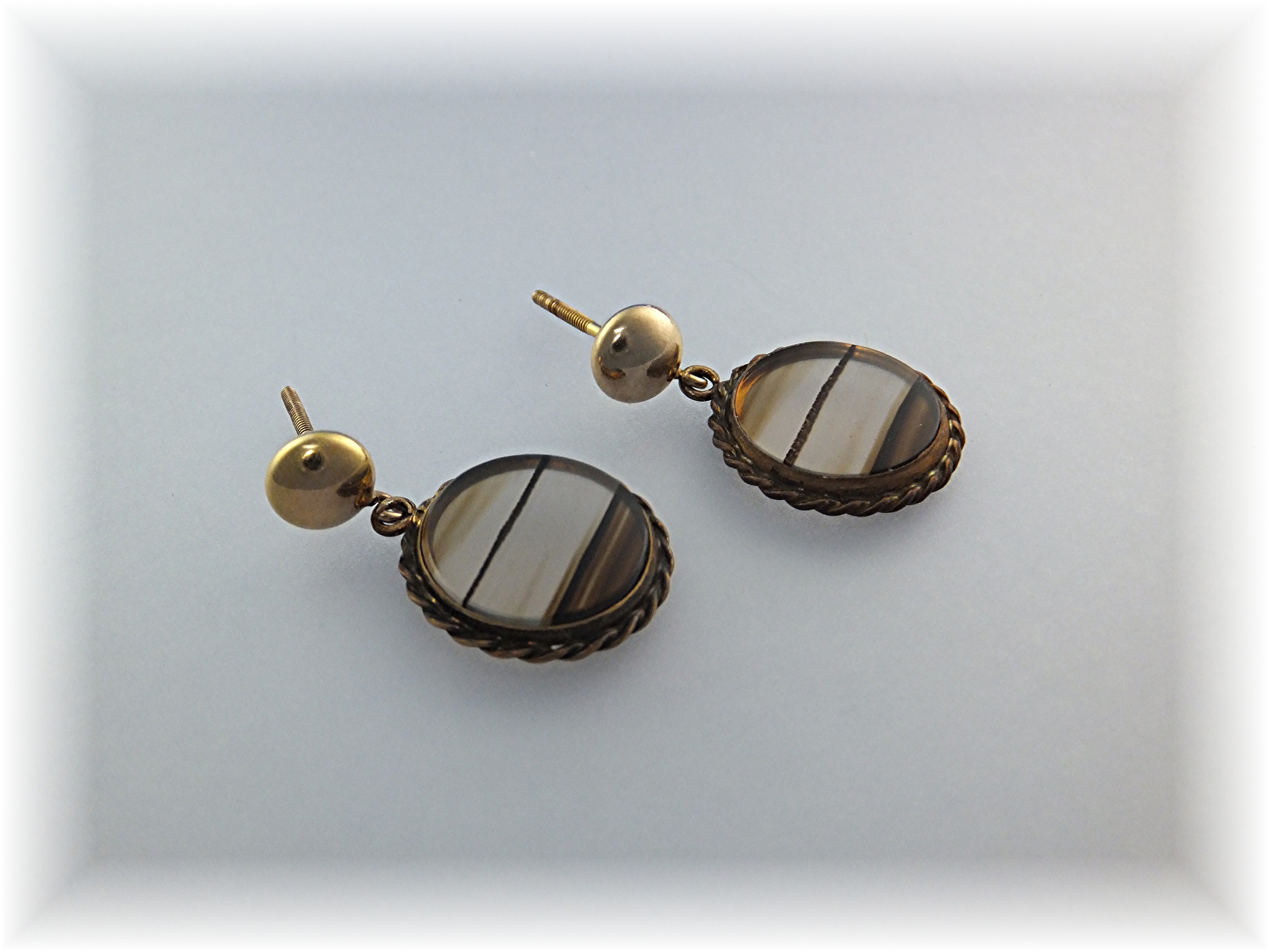 Earrings 14K Gold Ball Post Gold Fill Glass Drop