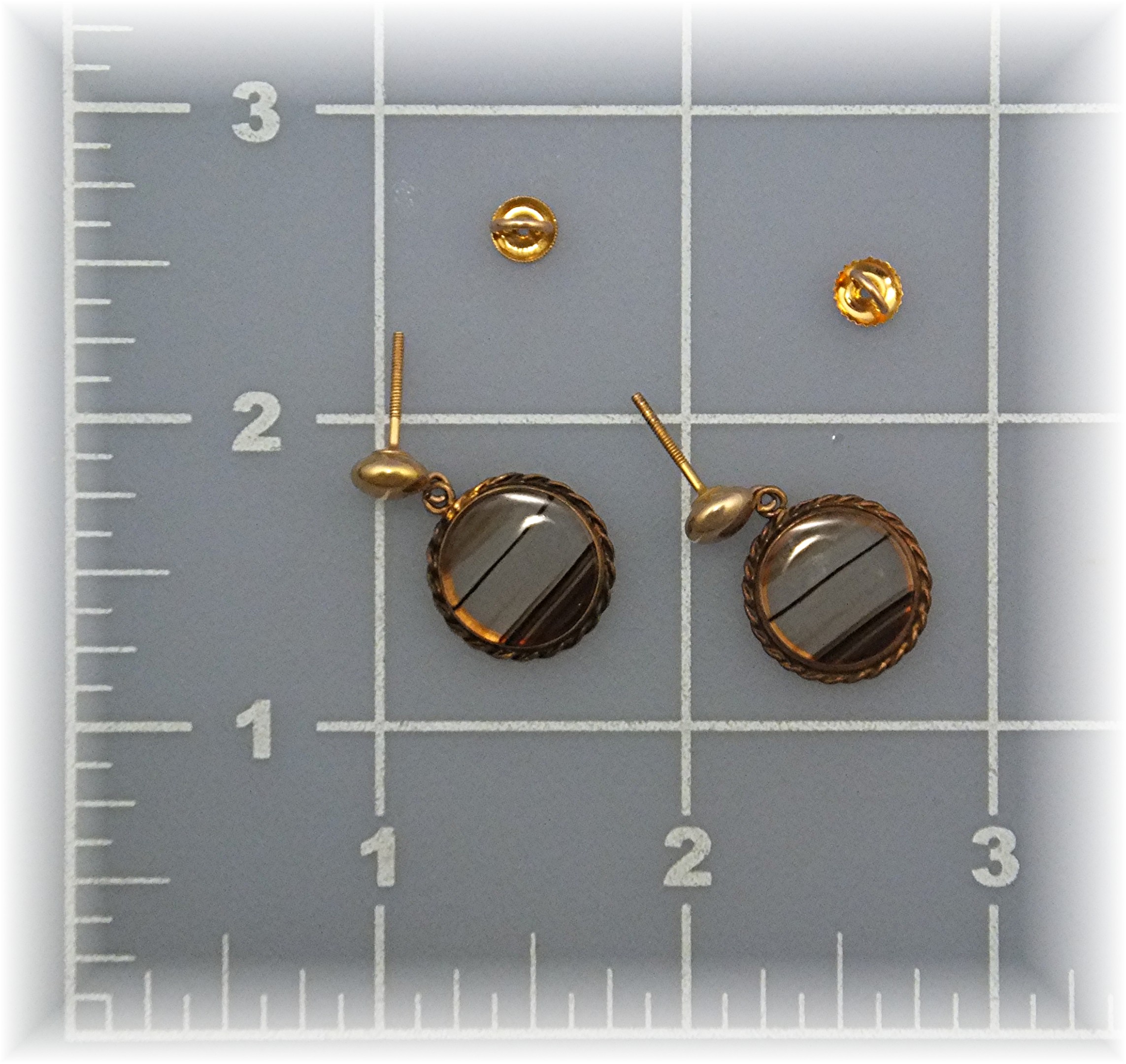 Earrings 14K Gold Ball Post Gold Fill Glass Drop