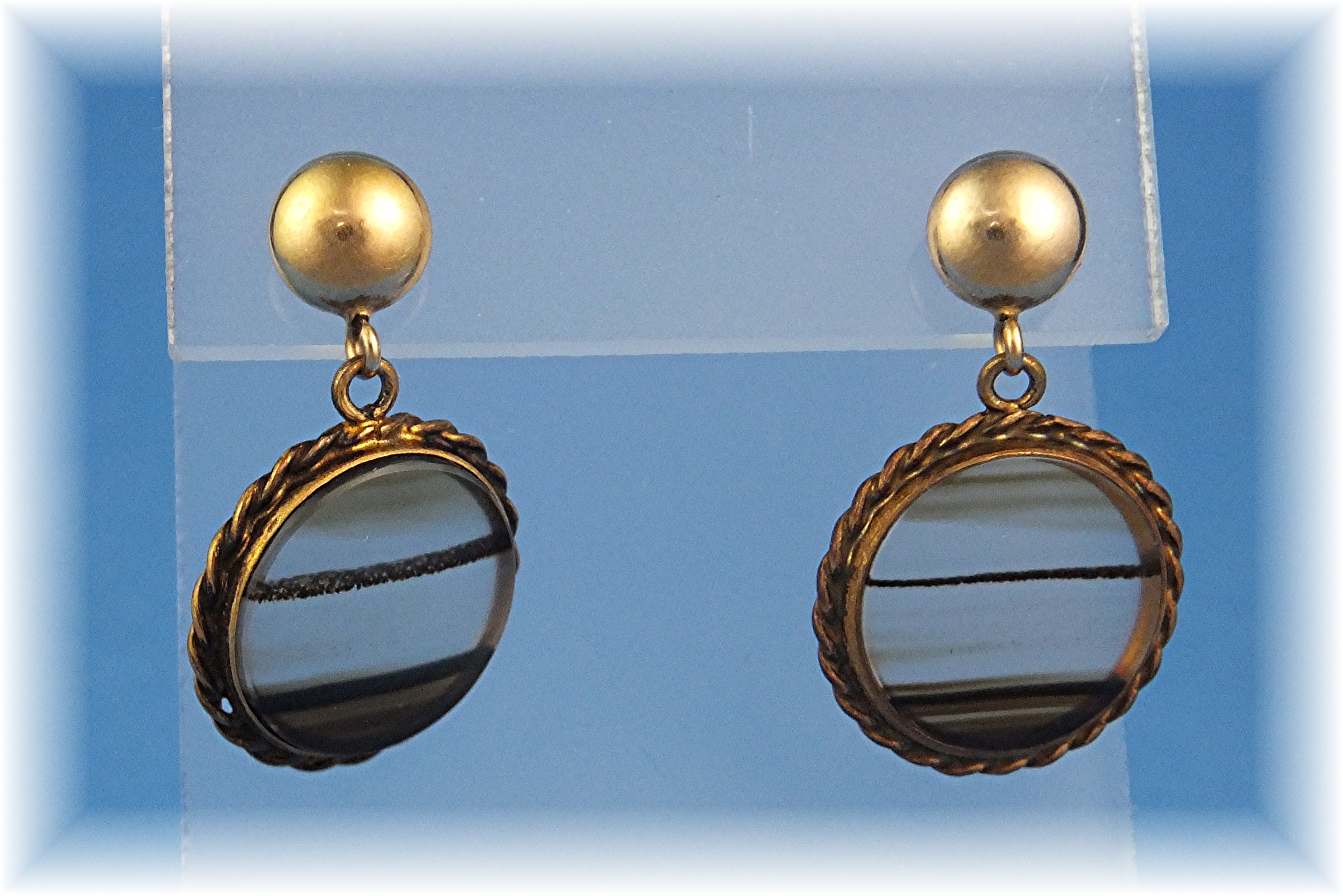 Earrings 14K Gold Ball Post Gold Fill Glass Drop