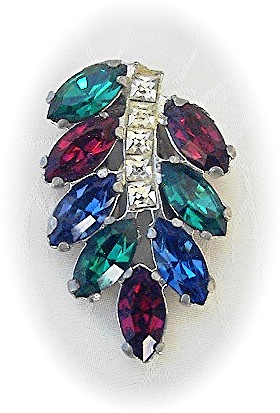 Dress Clip Crystal Red White Blue Green Leaf