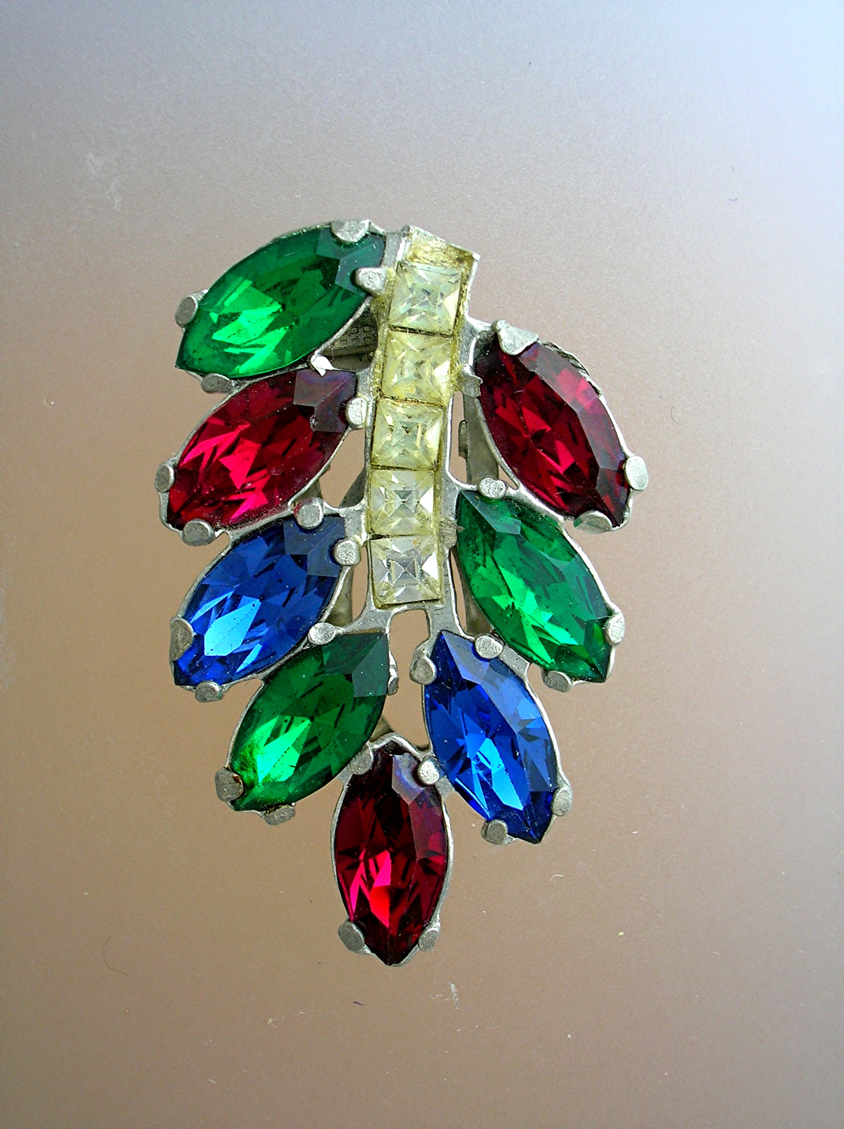Dress Clip Crystal Red White Blue Green Leaf