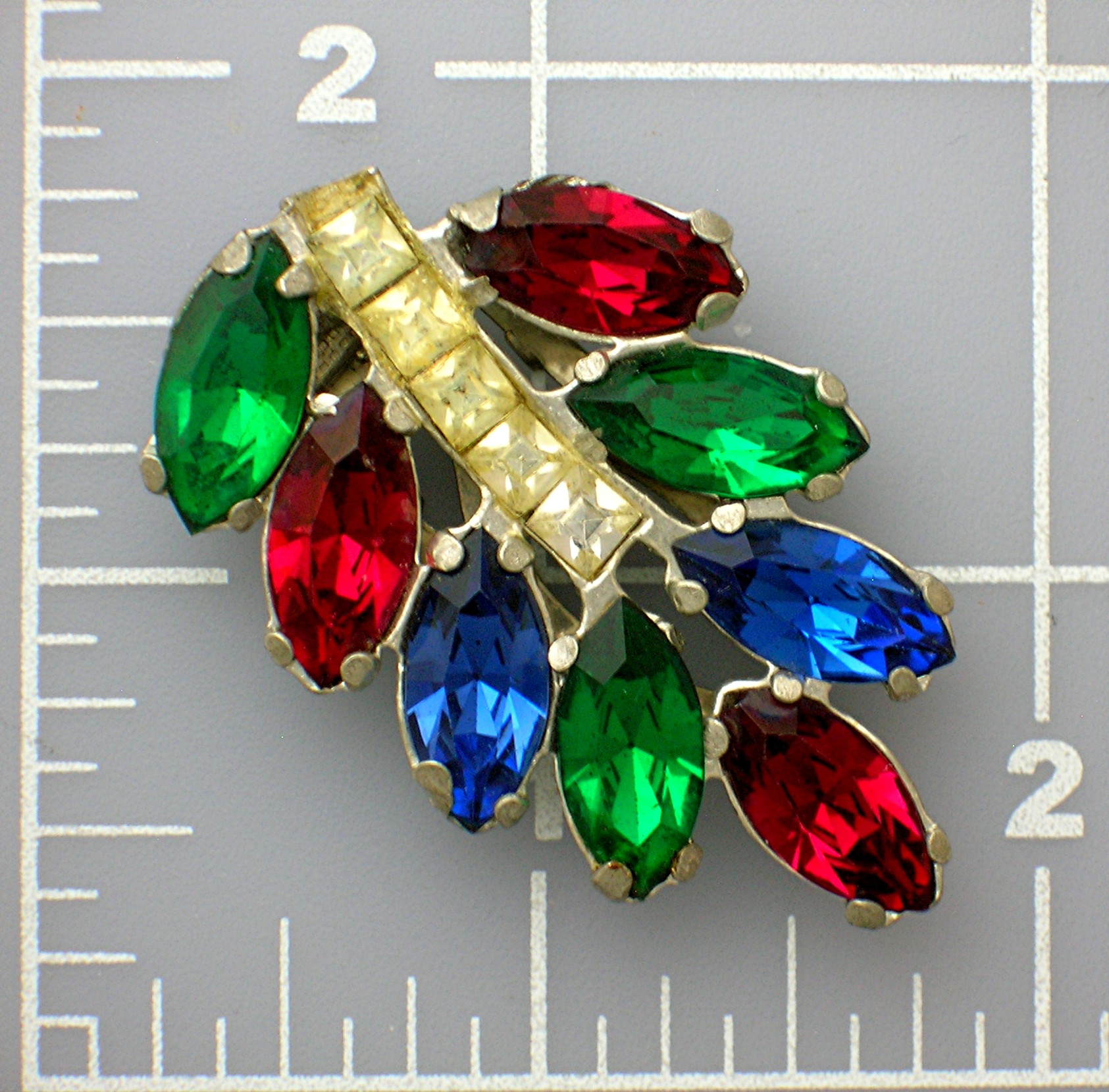 Dress Clip Crystal Red White Blue Green Leaf