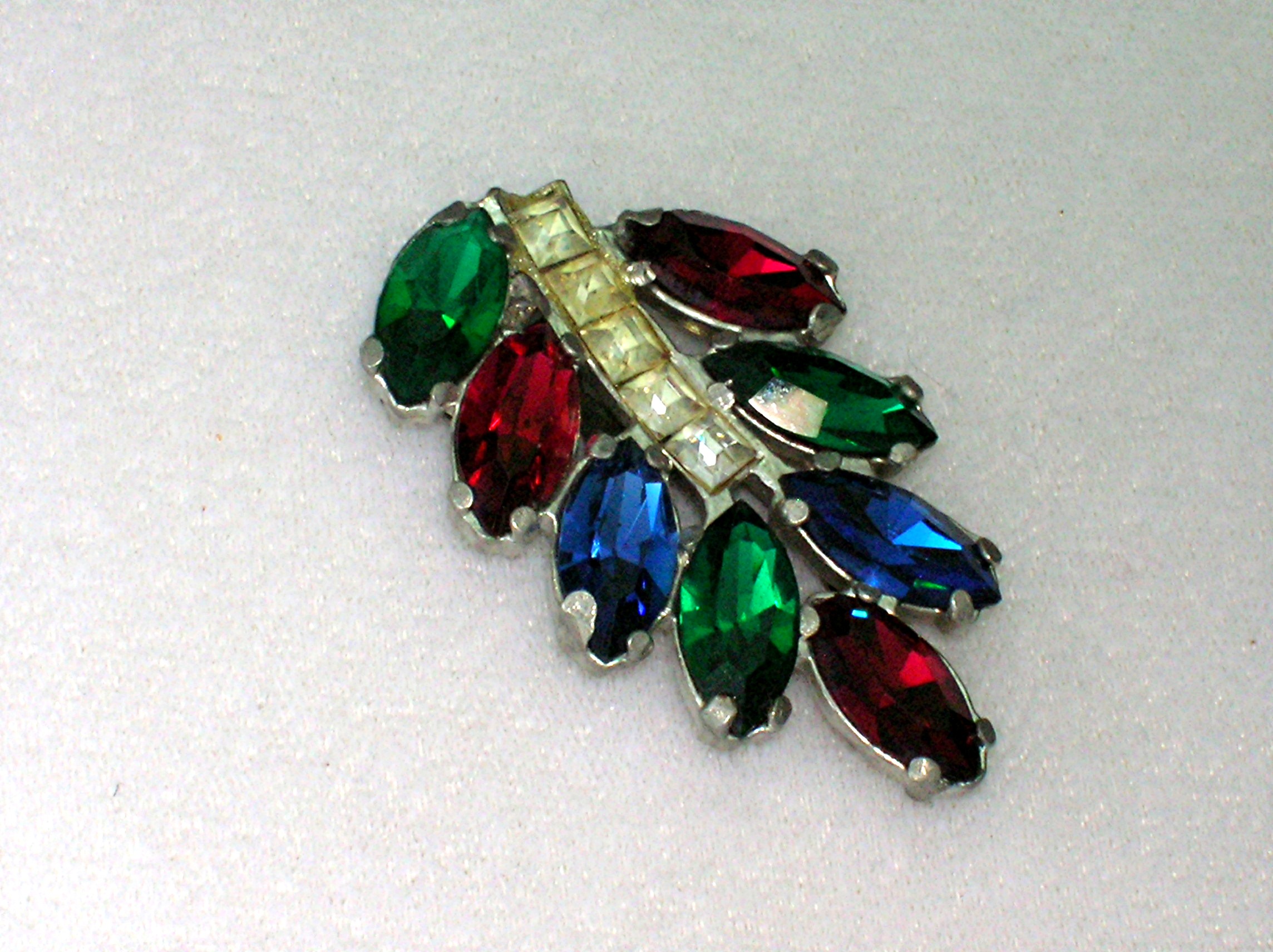 Dress Clip Crystal Red White Blue Green Leaf