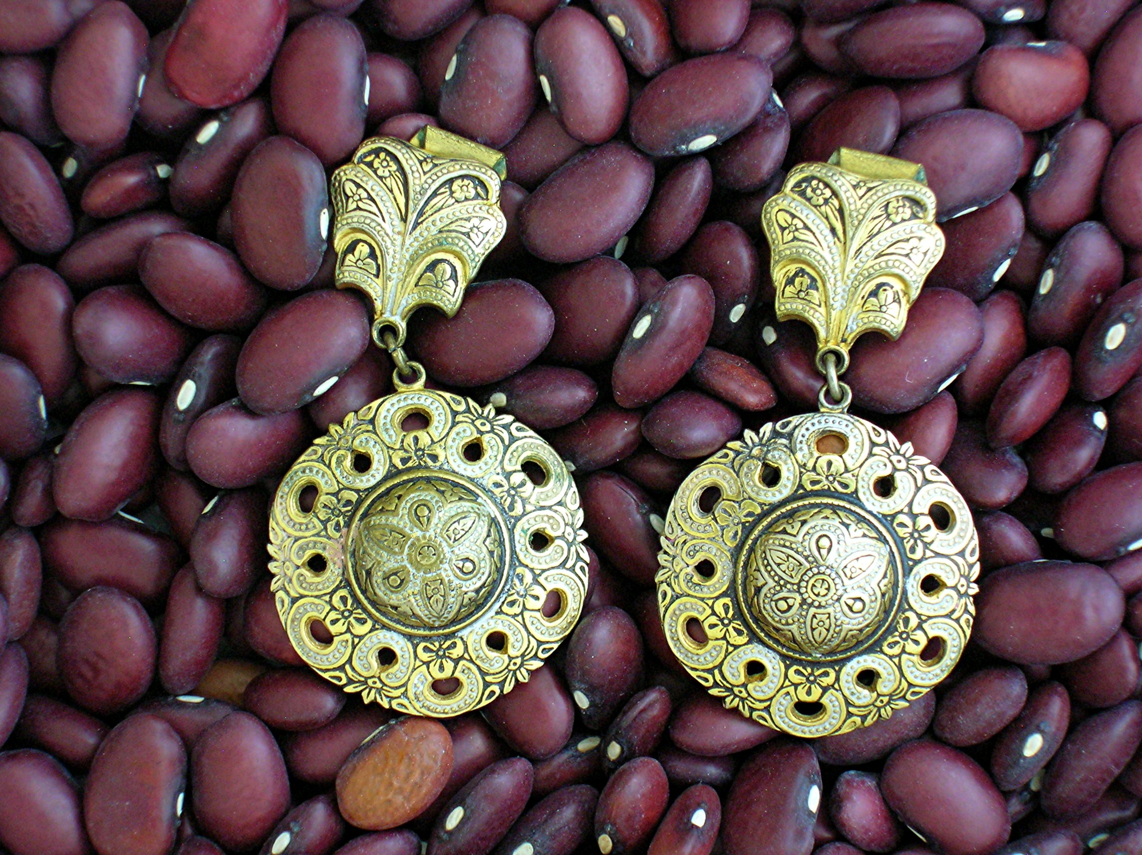 Chased Drop Earrings From Toledo Spain