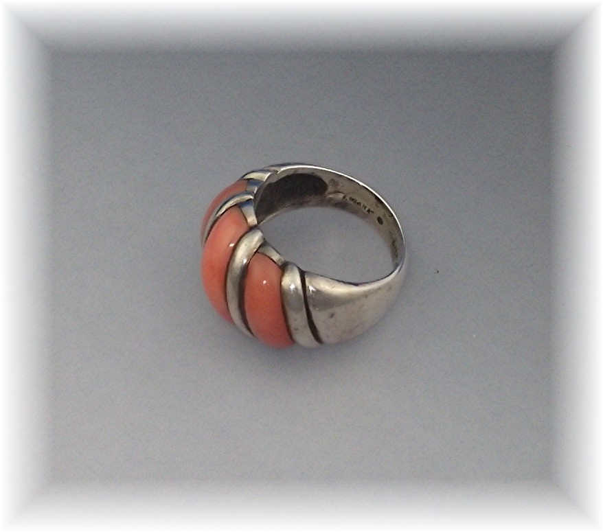Ring Sterling Silver Pink Coral By Designer Hana