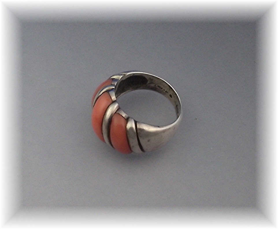 Ring Sterling Silver Pink Coral By Designer Hana