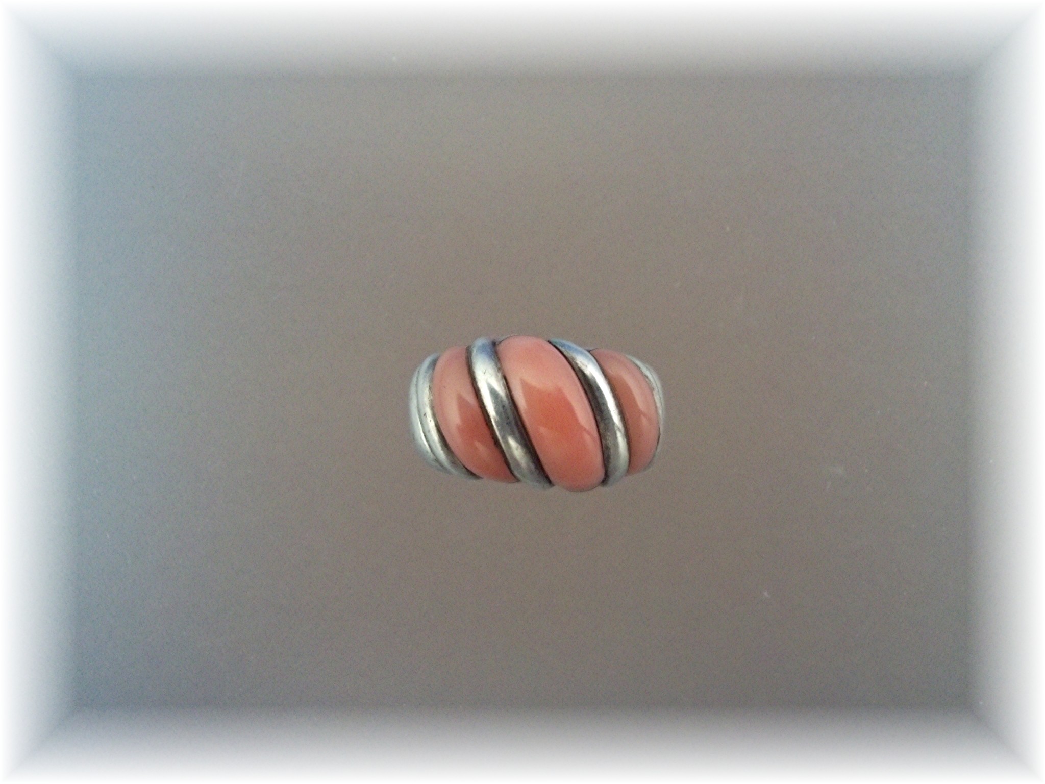 Ring Sterling Silver Pink Coral By Designer Hana