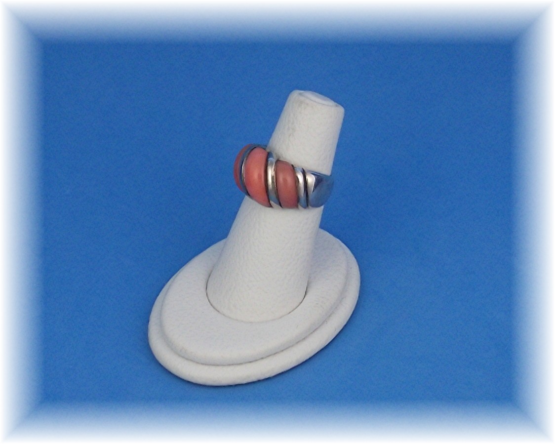 Ring Sterling Silver Pink Coral By Designer Hana