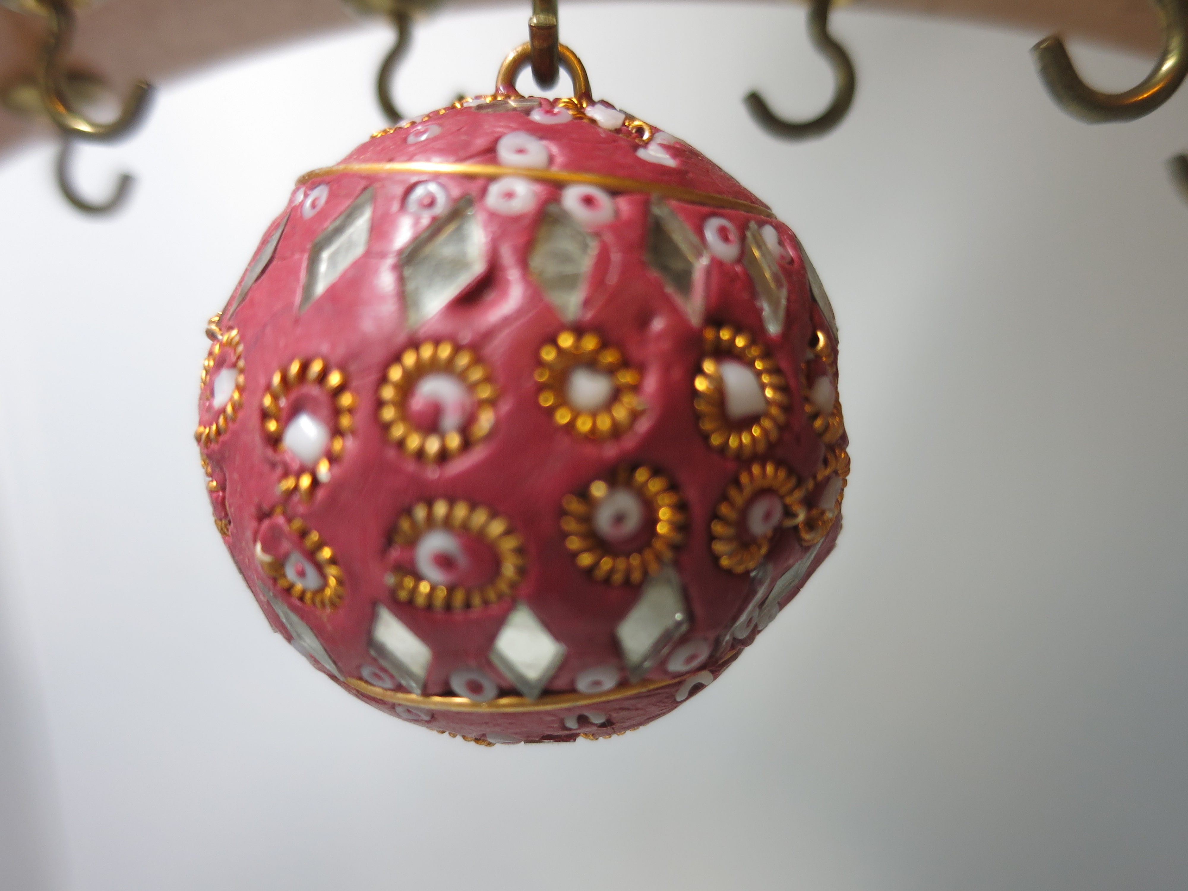Vintage Clay Christmas Tree Bulb Ornament Mirrored