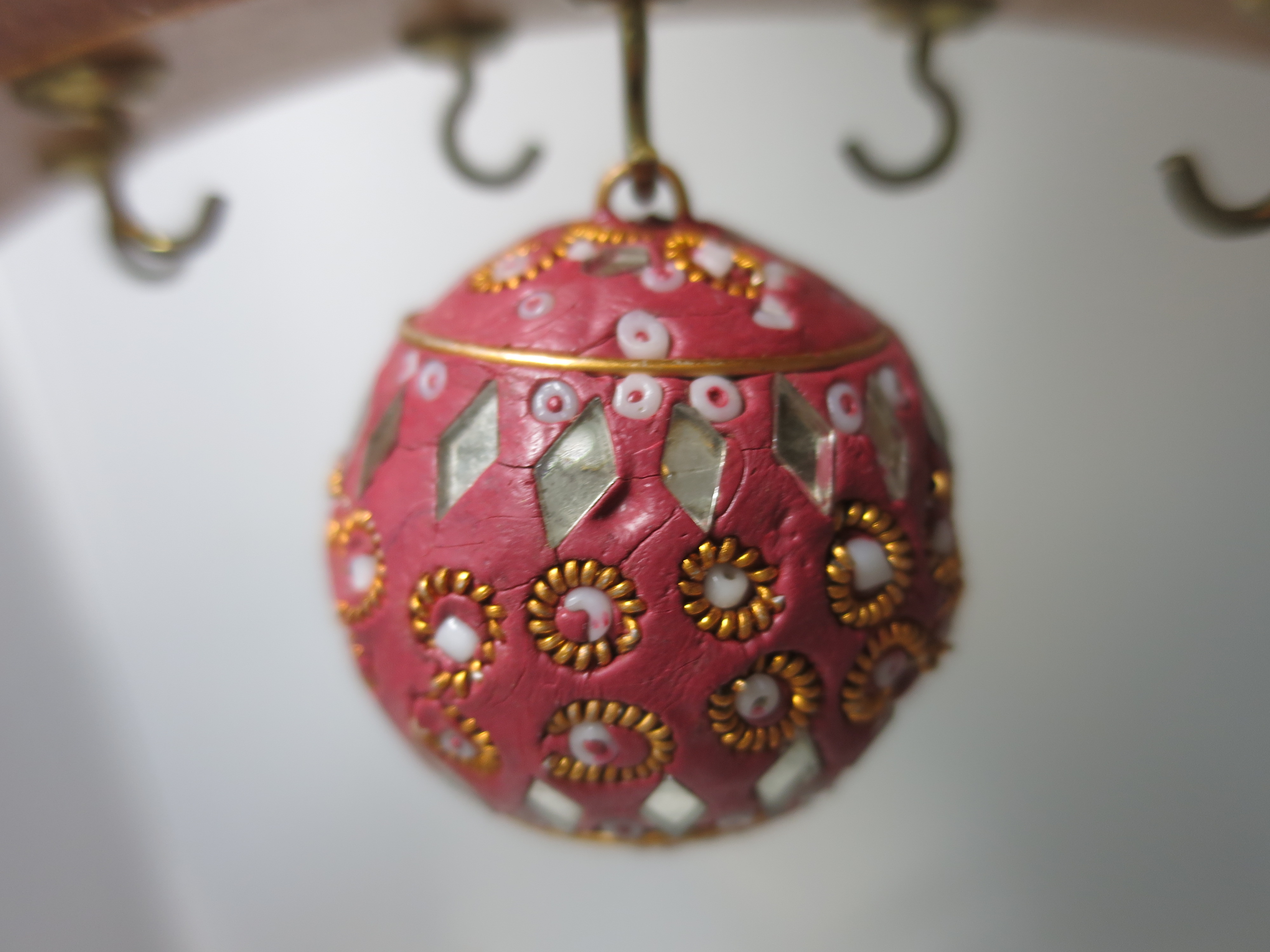 Vintage Clay Christmas Tree Bulb Ornament Mirrored