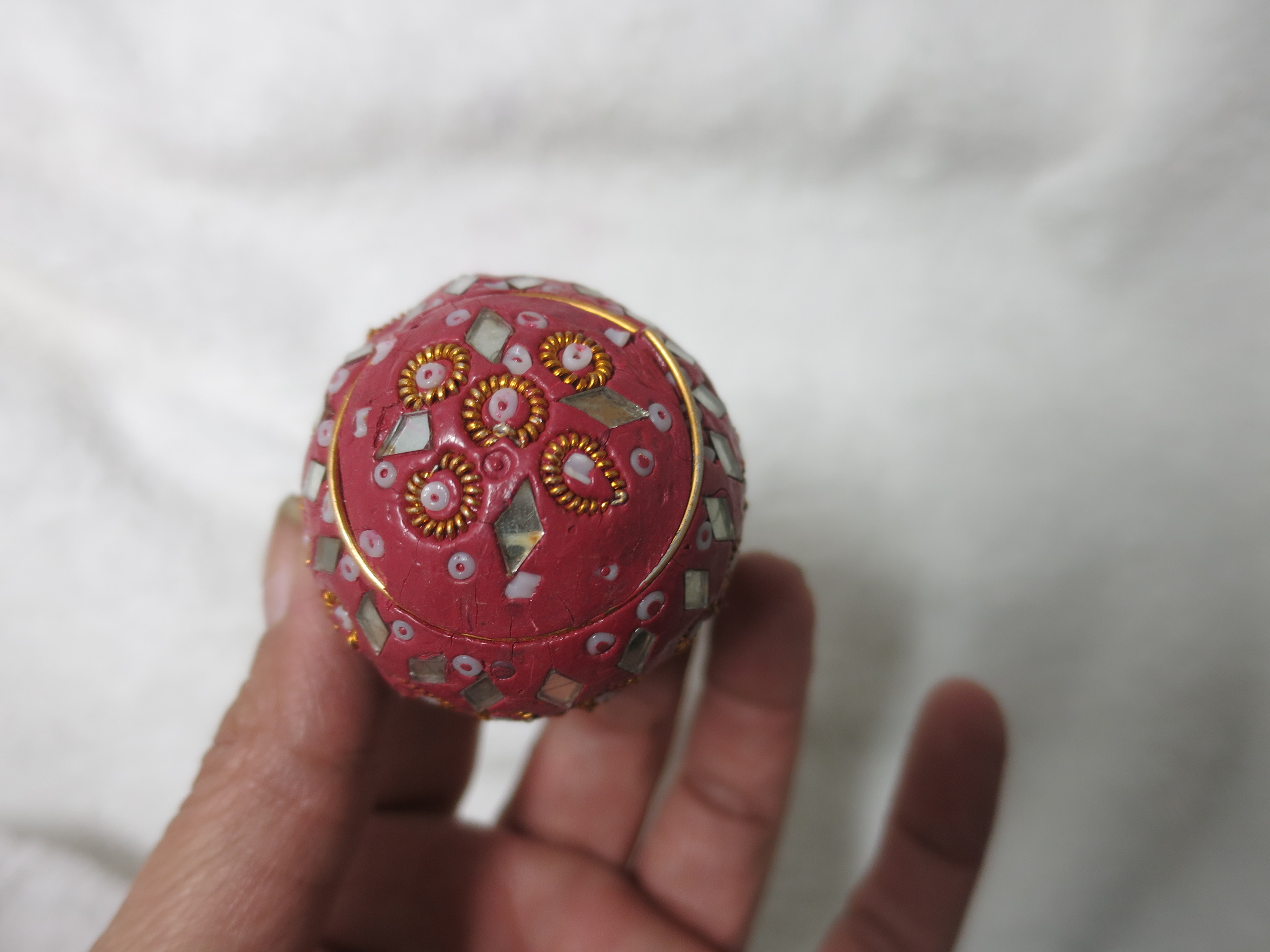 Vintage Clay Christmas Tree Bulb Ornament Mirrored