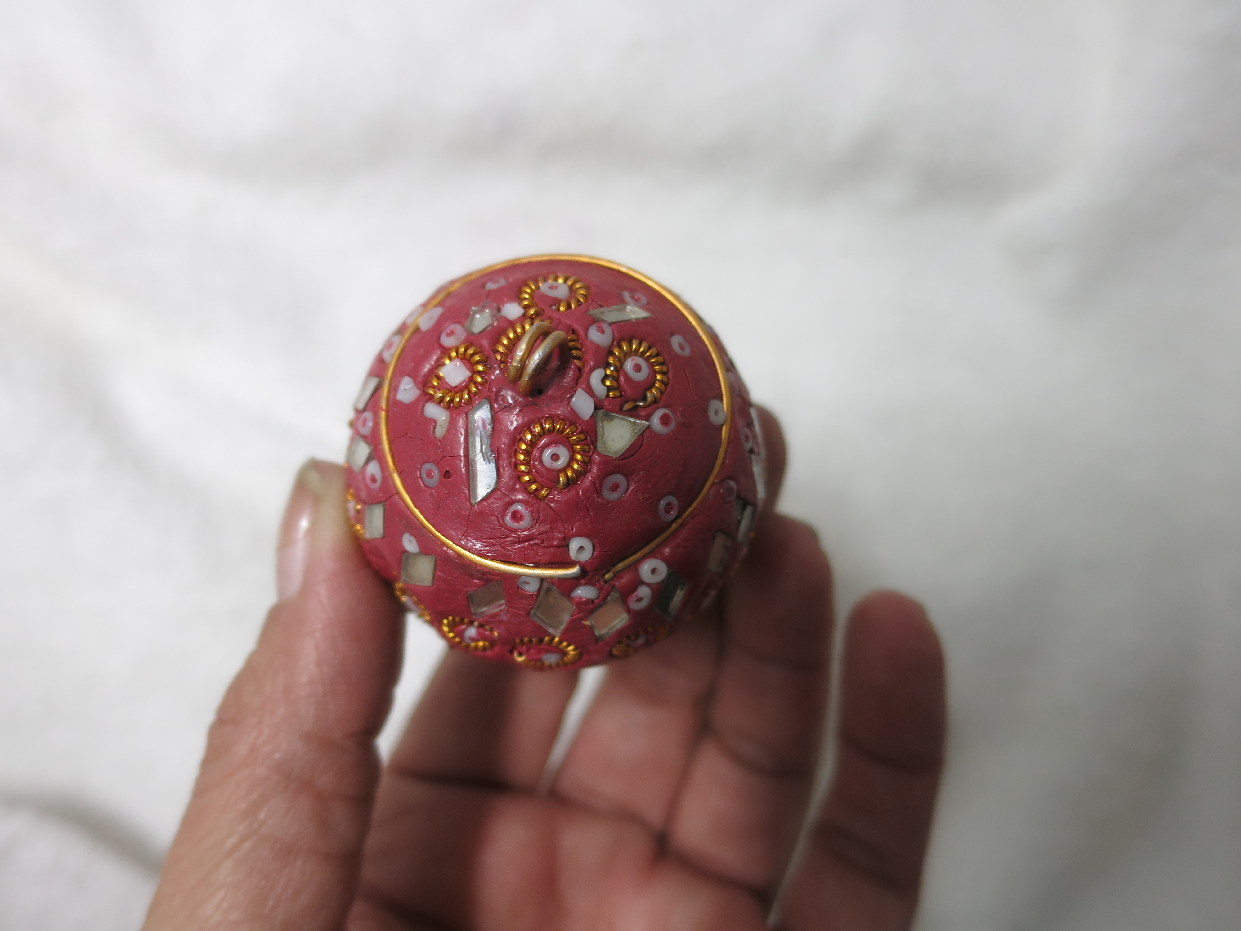 Vintage Clay Christmas Tree Bulb Ornament Mirrored
