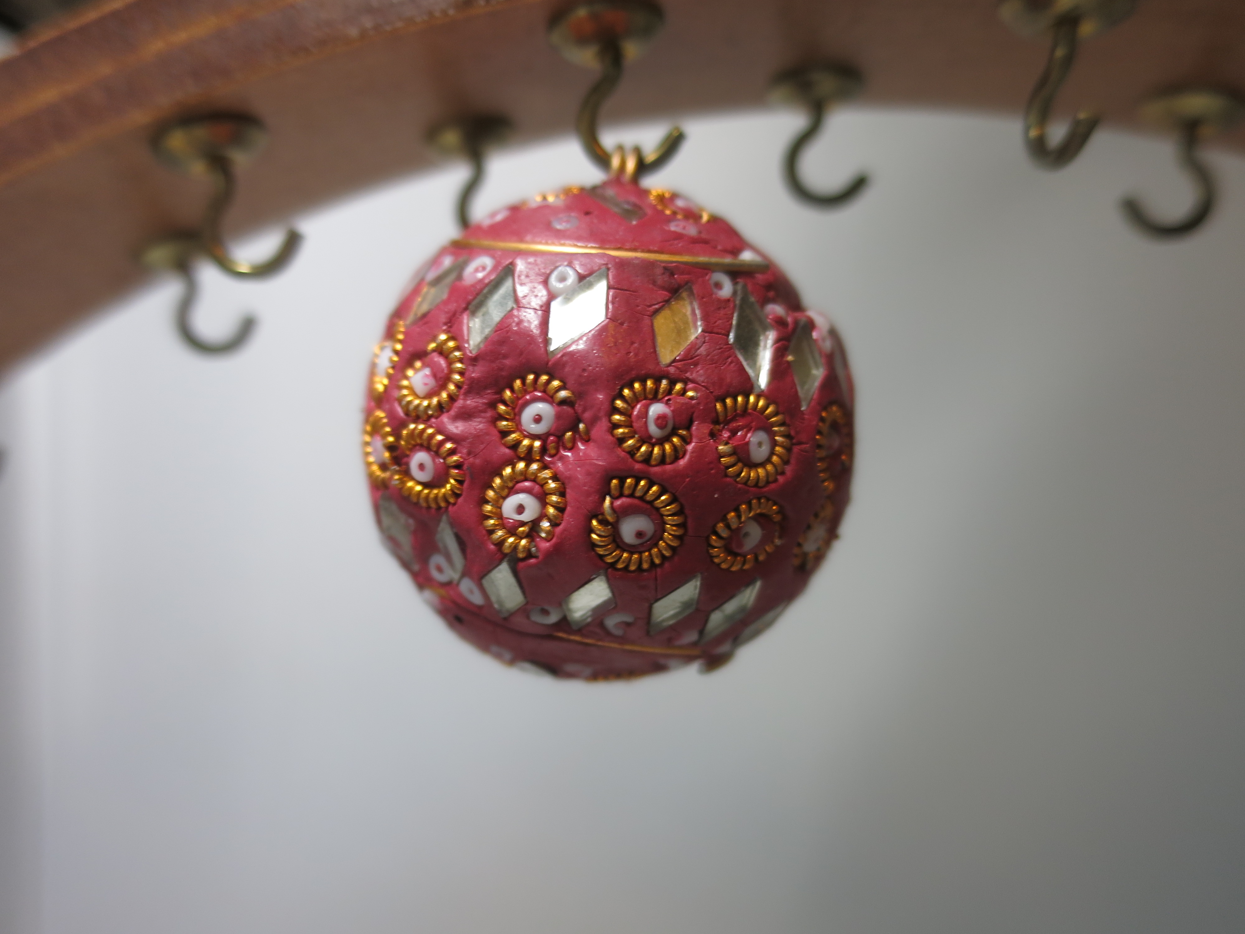 Vintage Clay Christmas Tree Bulb Ornament Mirrored