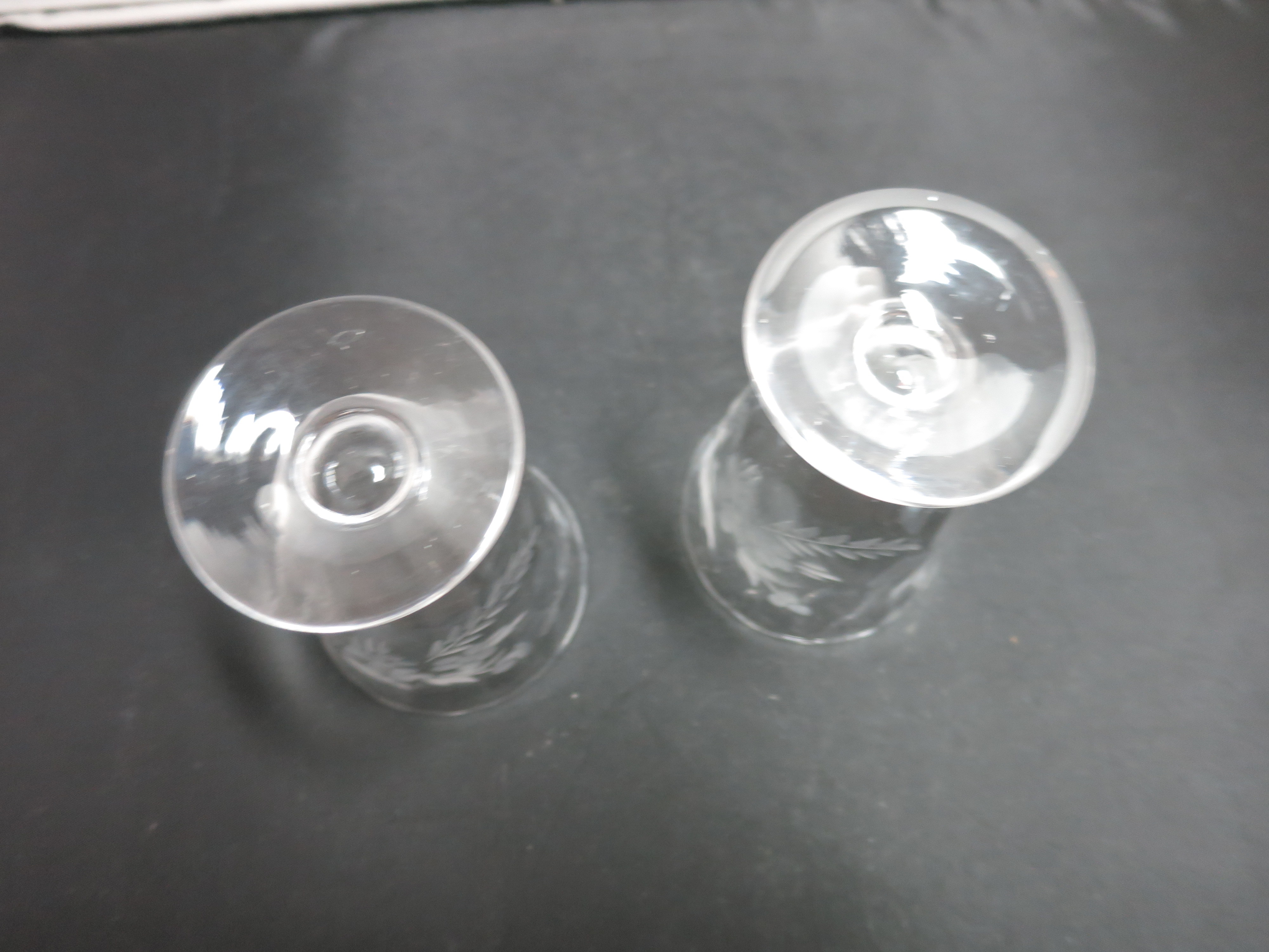 Floral Etched Glass Juice Glass Footed set of two