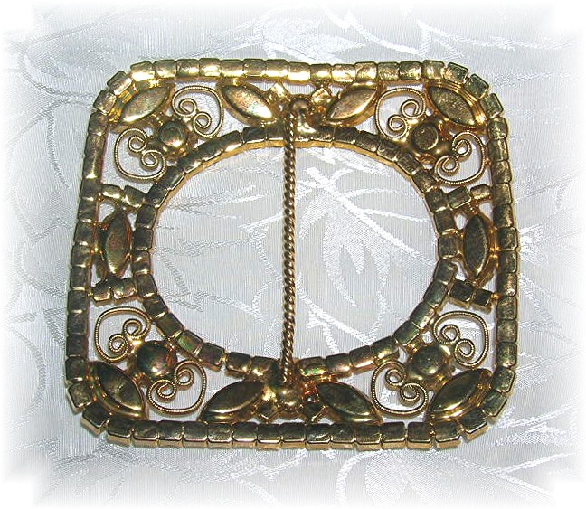 Magnificent 3 1/4 Gold Gilt & Crystal Buckle