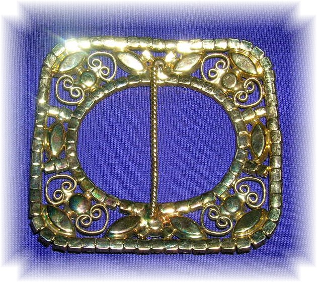 Magnificent 3 1/4 Gold Gilt & Crystal Buckle