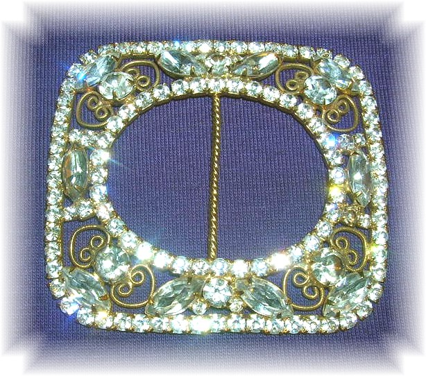 Magnificent 3 1/4 Gold Gilt & Crystal Buckle