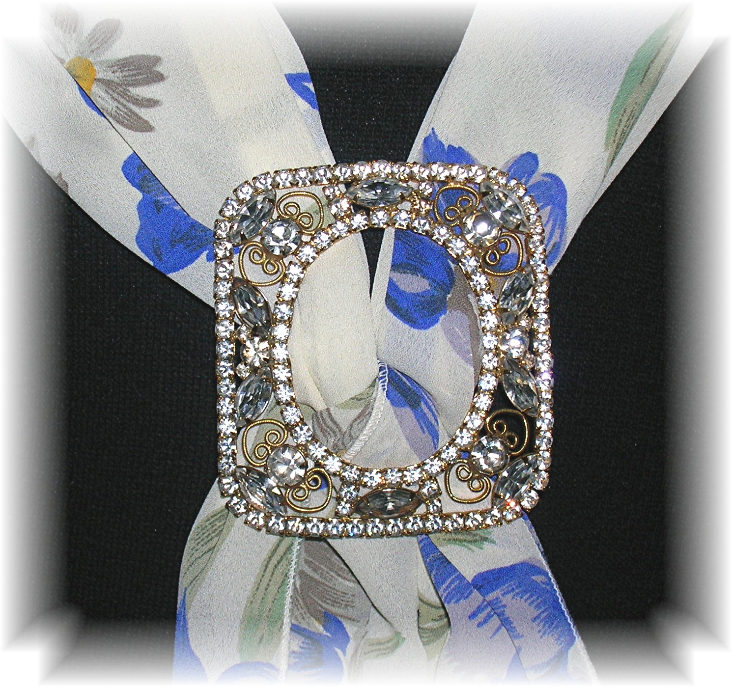 Magnificent 3 1/4 Gold Gilt & Crystal Buckle