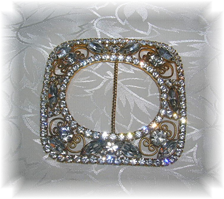 Magnificent 3 1/4 Gold Gilt & Crystal Buckle
