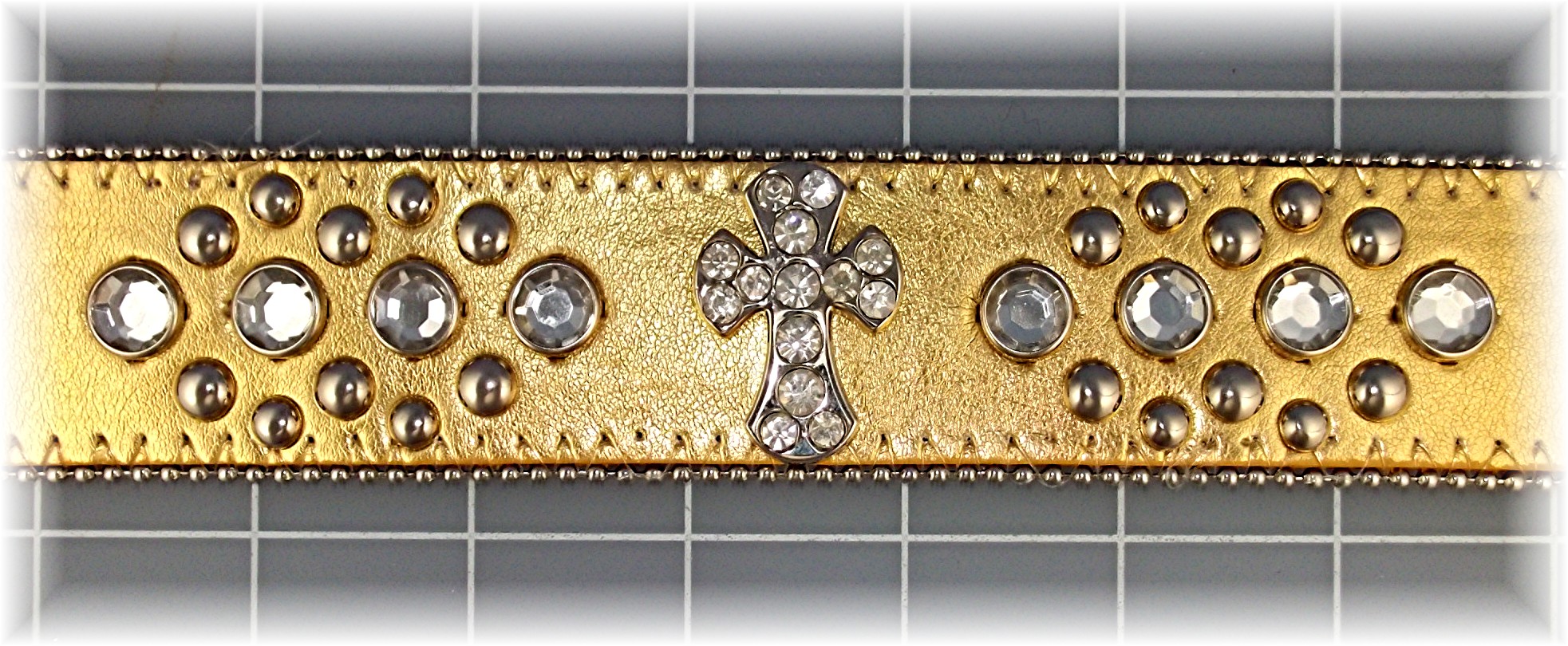 Belt  Silver Leather Studded with  Sparkling Crystals