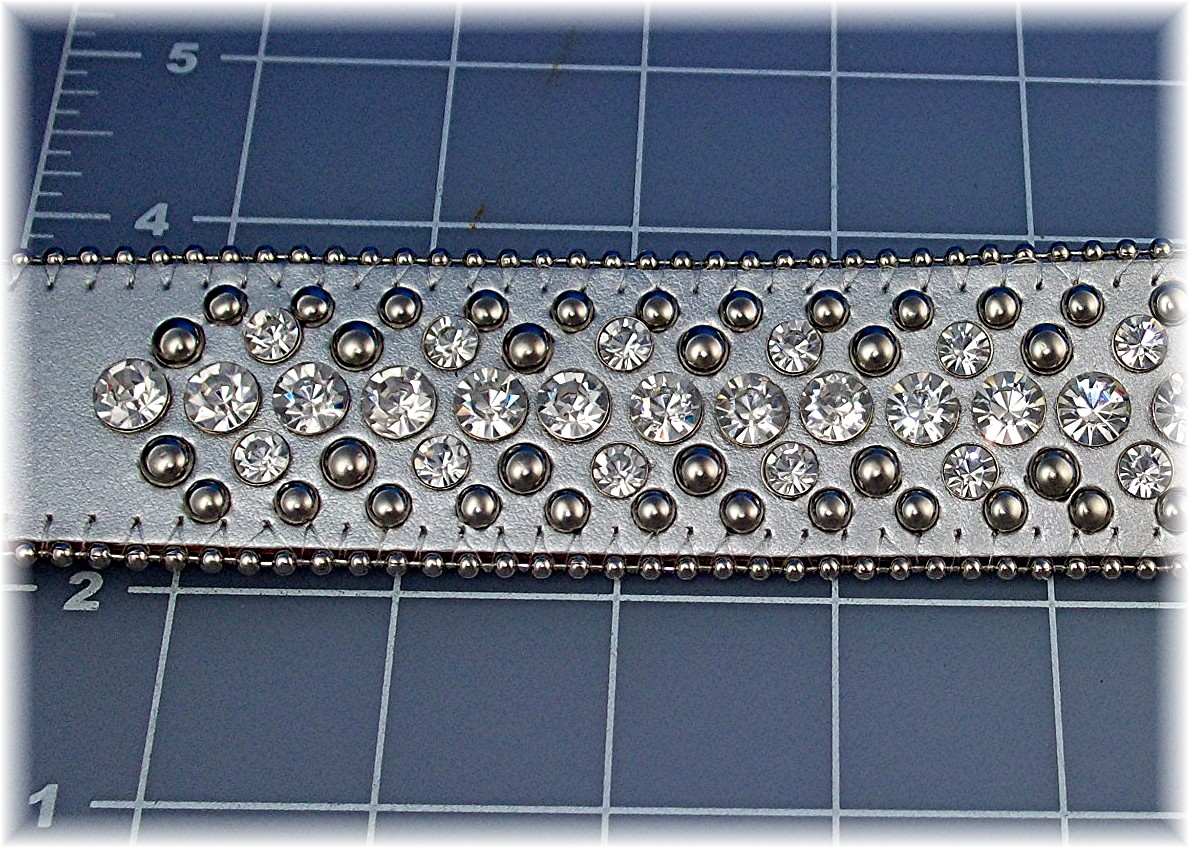 Belt  Silver Leather Studded with  Sparkling Crystals