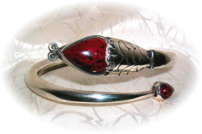 Snake Bracelet Sterling Silver Agate  TM-M7 Mexico