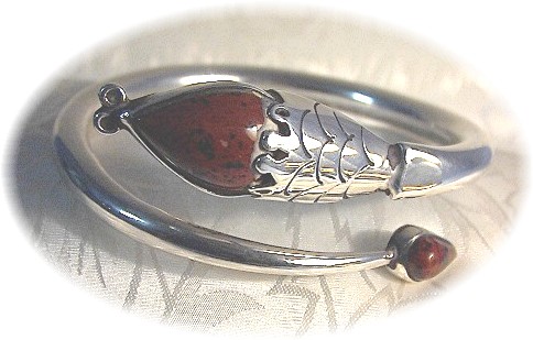 Snake Bracelet Sterling Silver Agate  TM-M7 Mexico