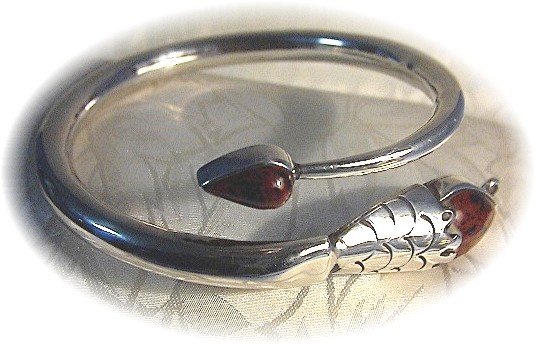 Snake Bracelet Sterling Silver Agate  TM-M7 Mexico