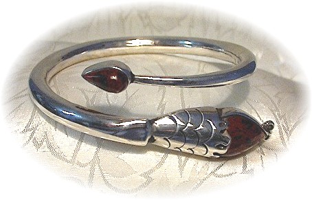 Snake Bracelet Sterling Silver Agate  TM-M7 Mexico