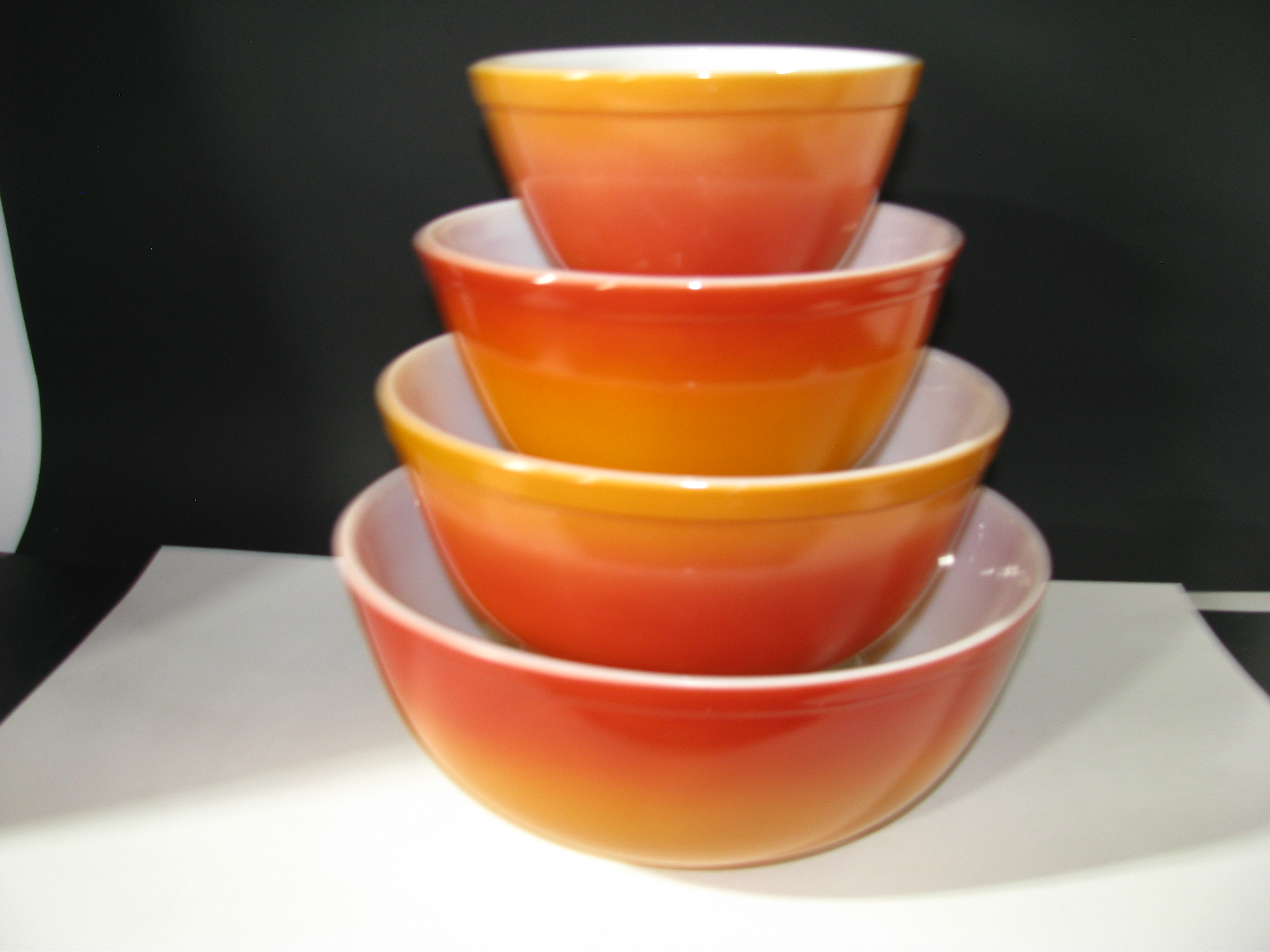 Vintage Pyrex Flameglo Nesting Bowls Set