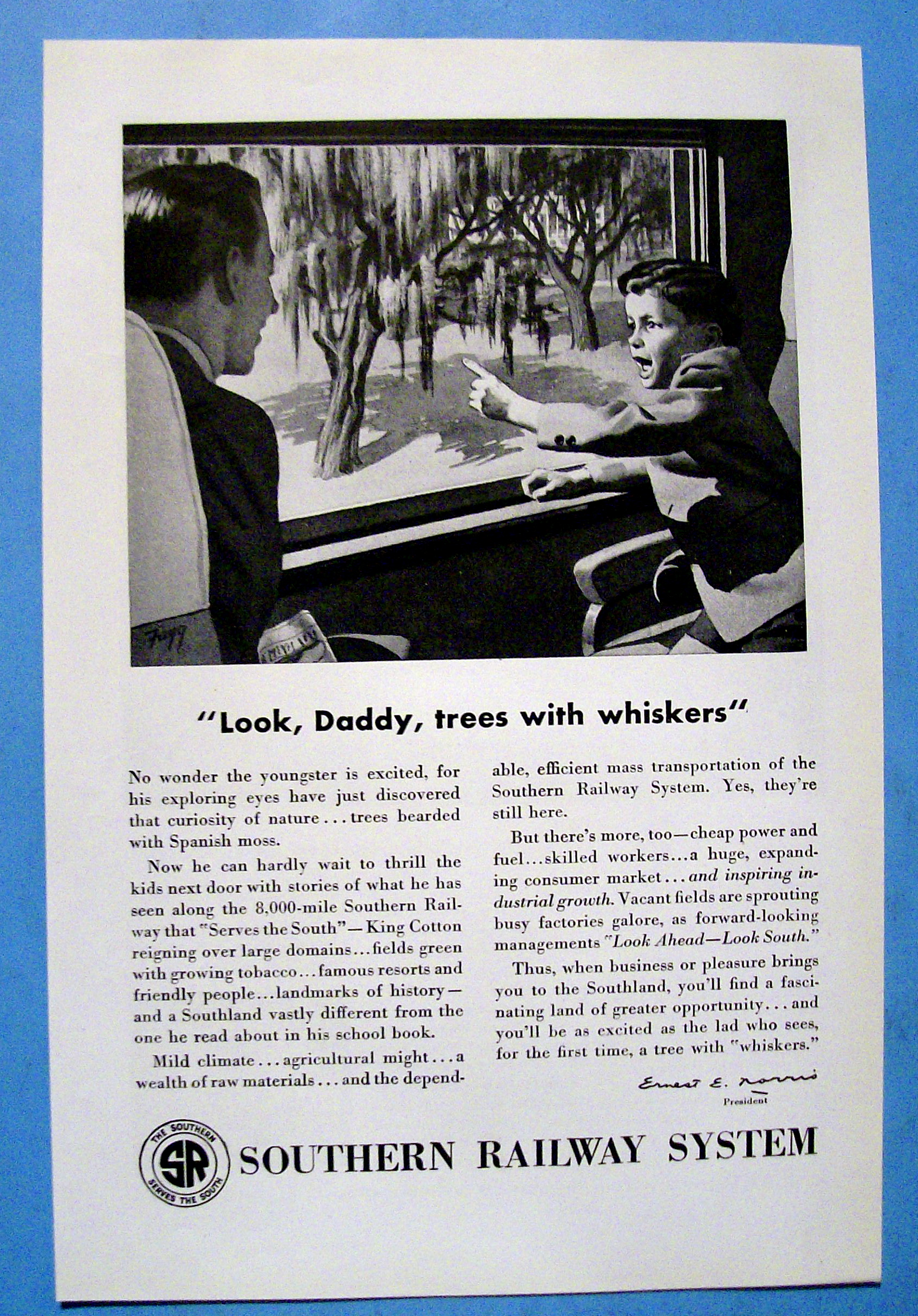 1946 Southern Railway System with Boy & Dad & Trees