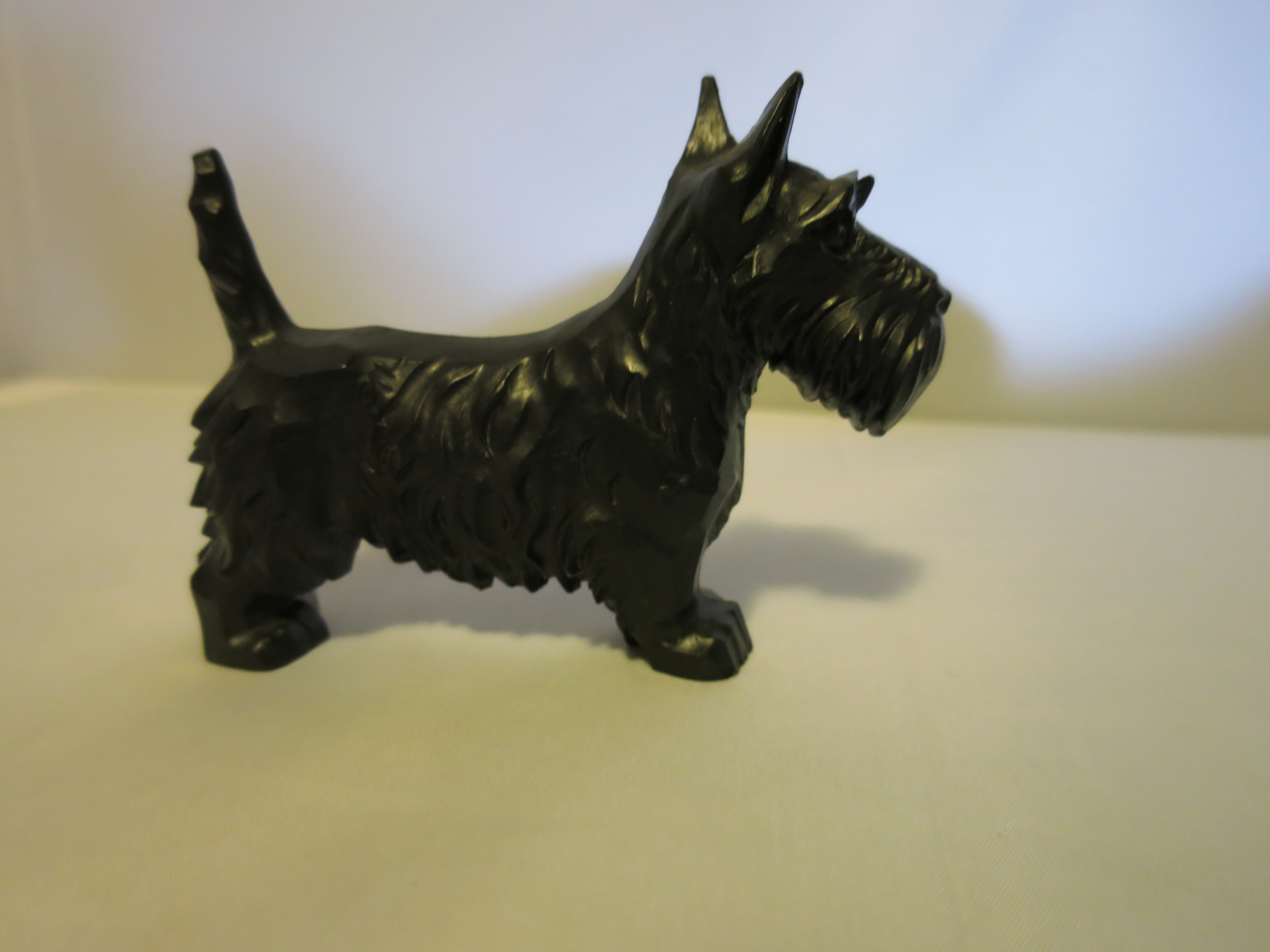 Black Scottie Dog Scottish Terrier Figurine Hard Carved Plastic
