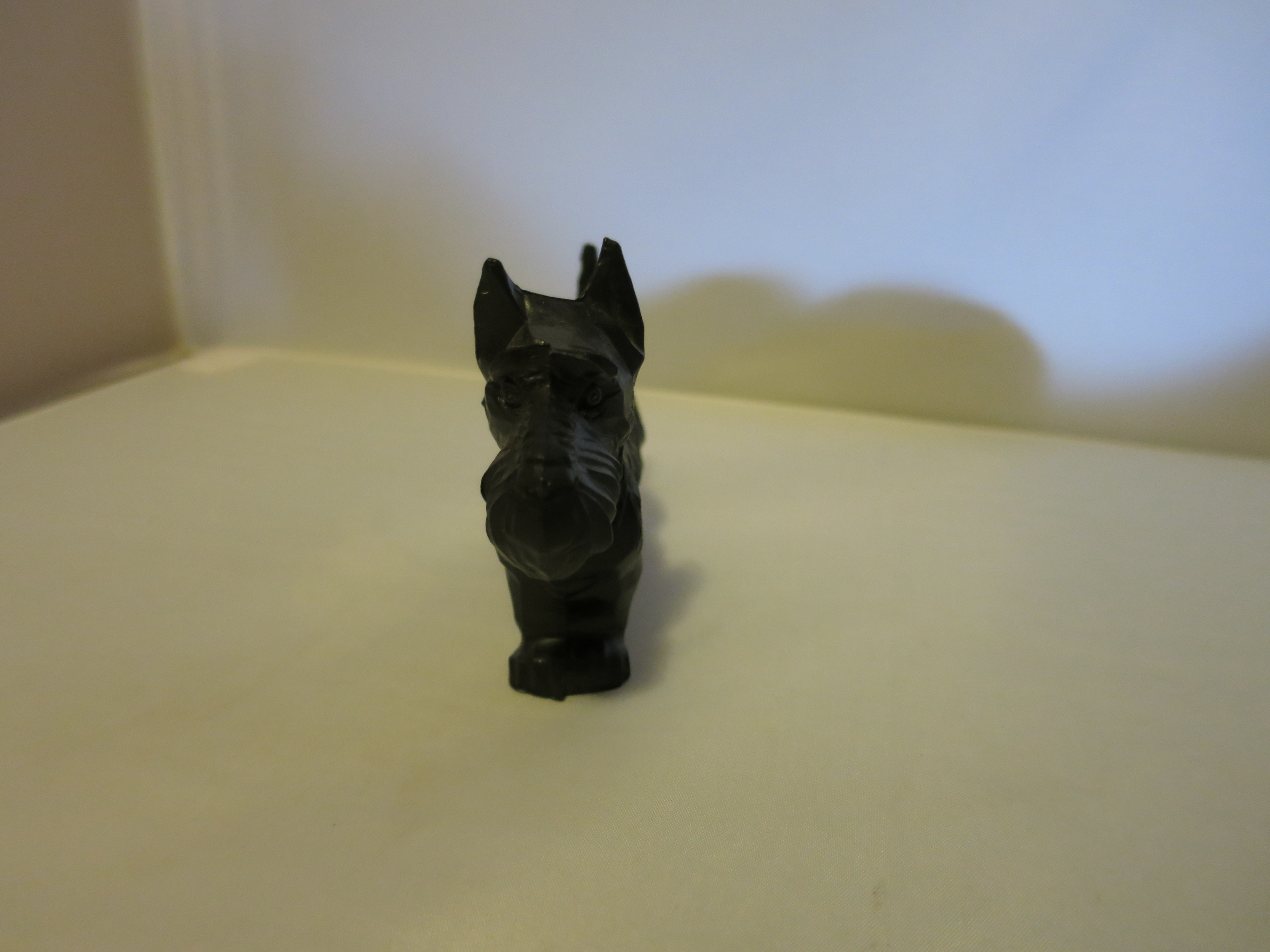 Black Scottie Dog Scottish Terrier Figurine Hard Carved Plastic