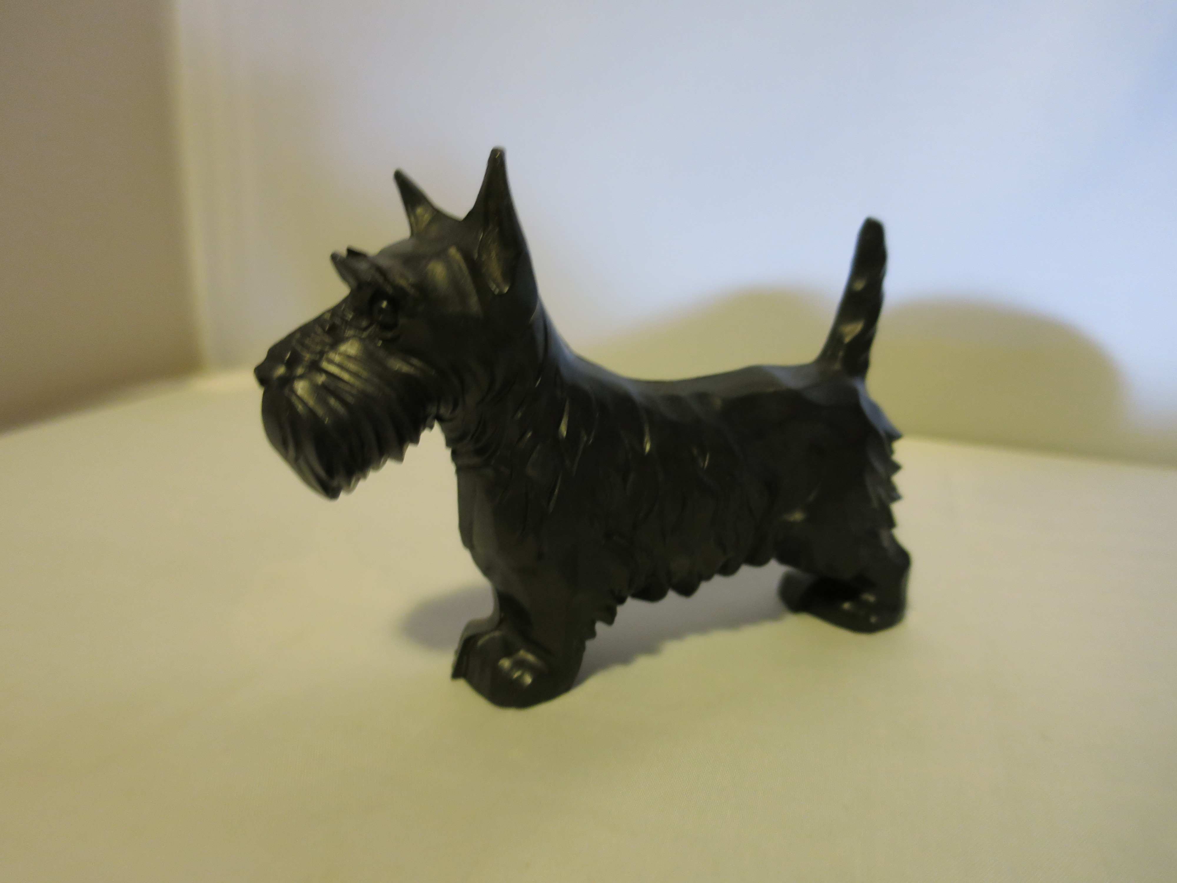 Black Scottie Dog Scottish Terrier Figurine Hard Carved Plastic