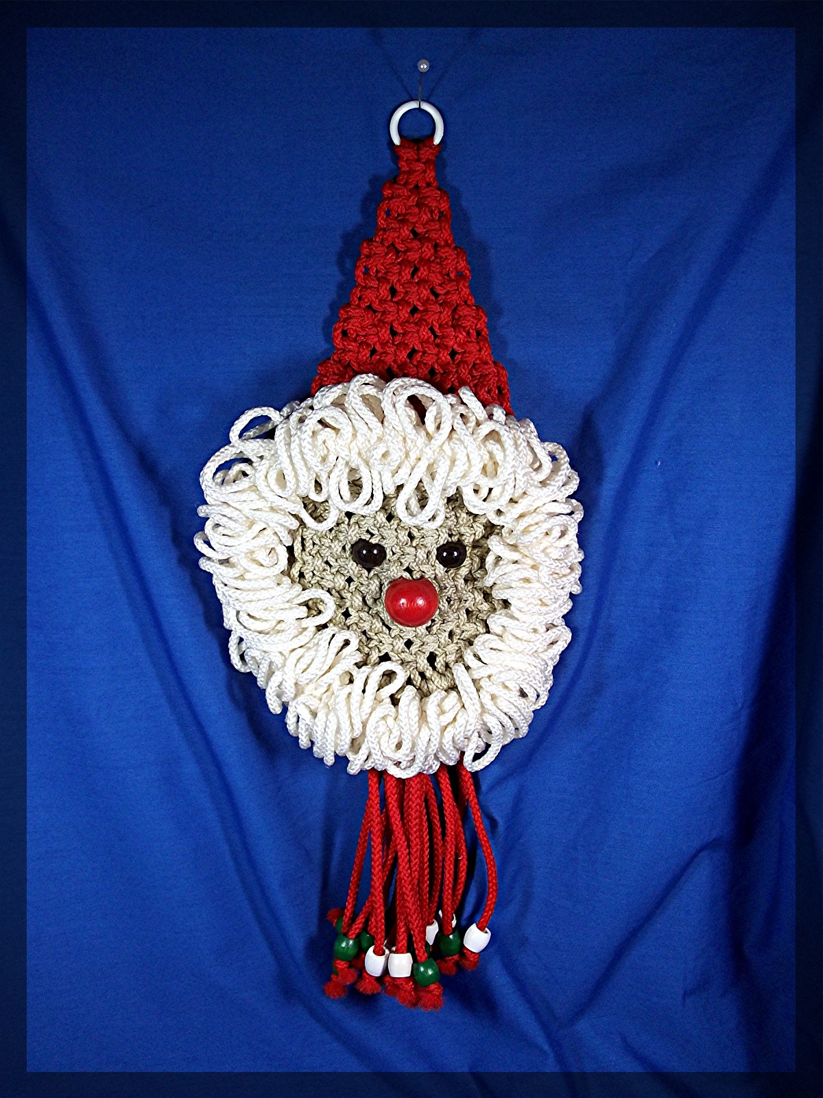 Christmas Santa Macrame and Bead Wall Hanging