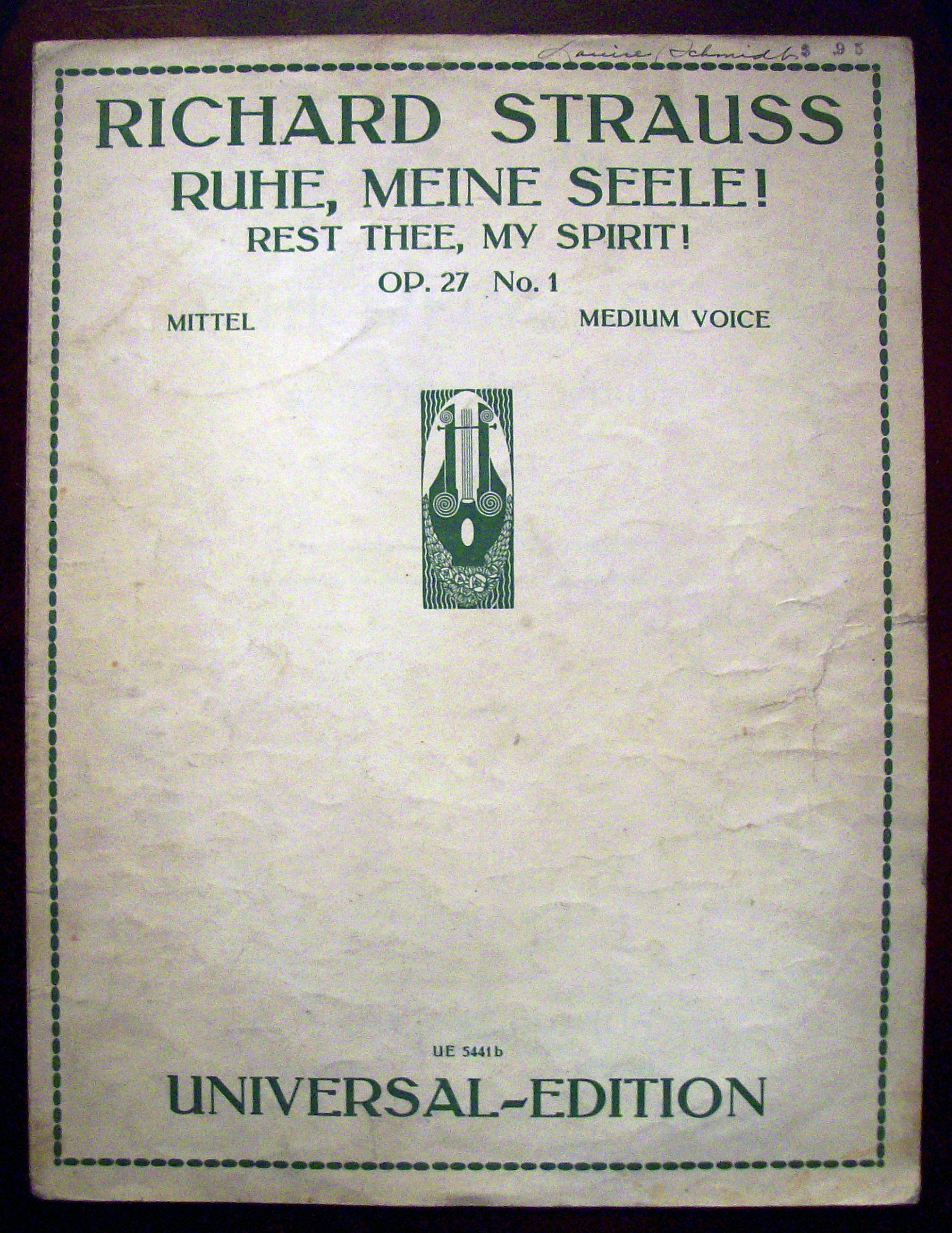 Sheet Music of 1897 Ruhe, Meine Seele
