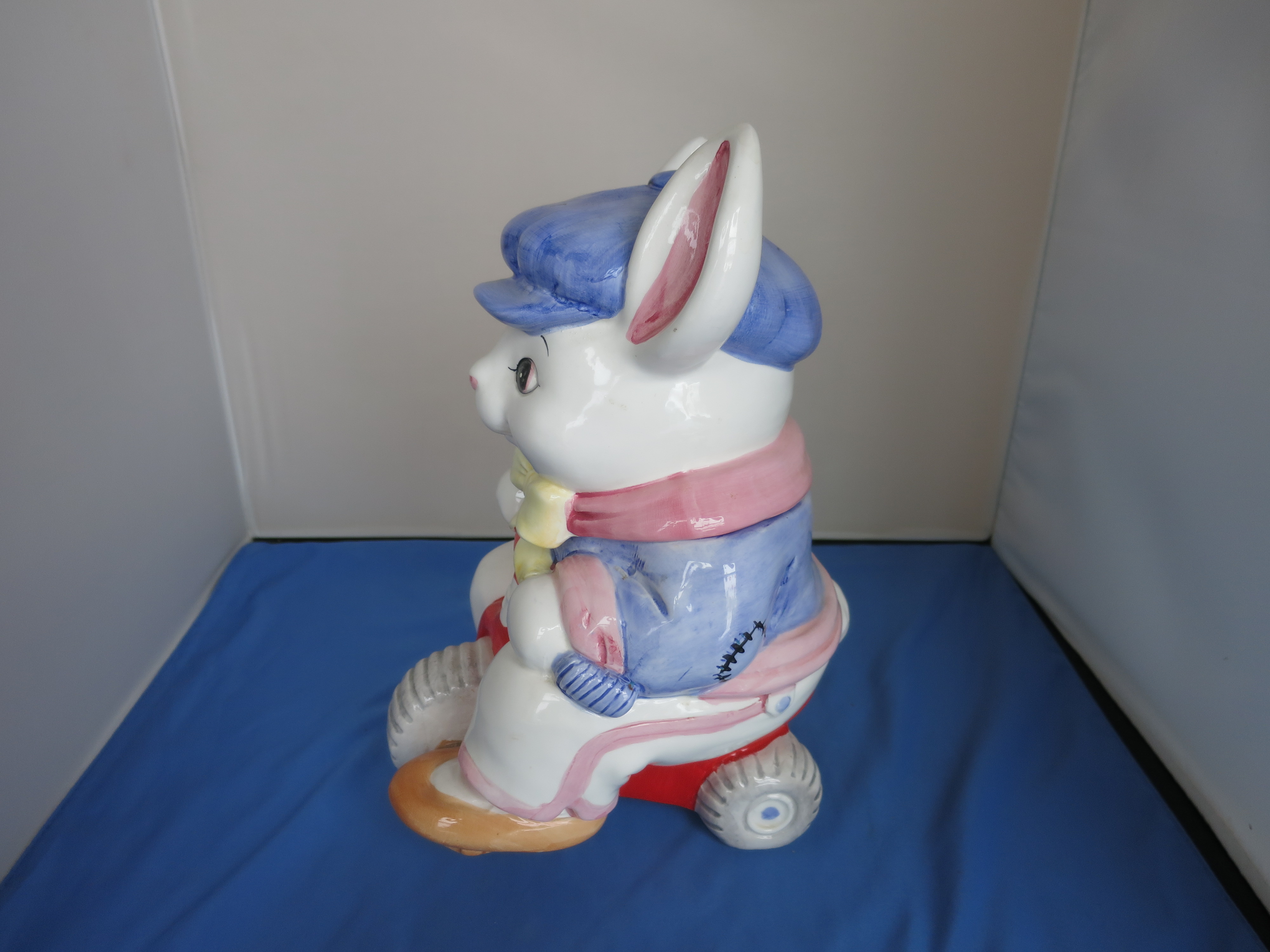 Cooks Bazaar Bunny Rabbit on Tricycle Cookie Jar