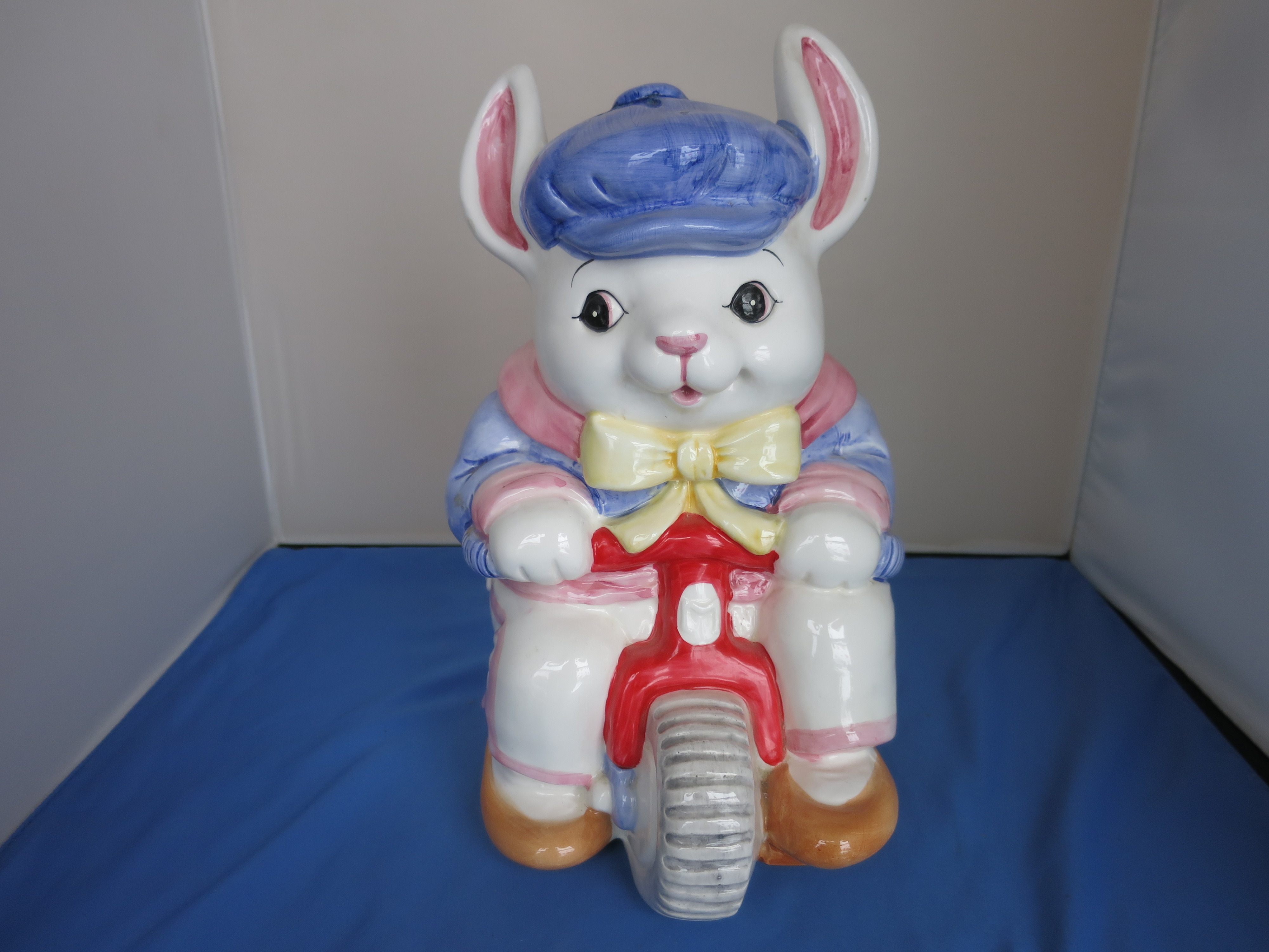 Cooks Bazaar Bunny Rabbit on Tricycle Cookie Jar