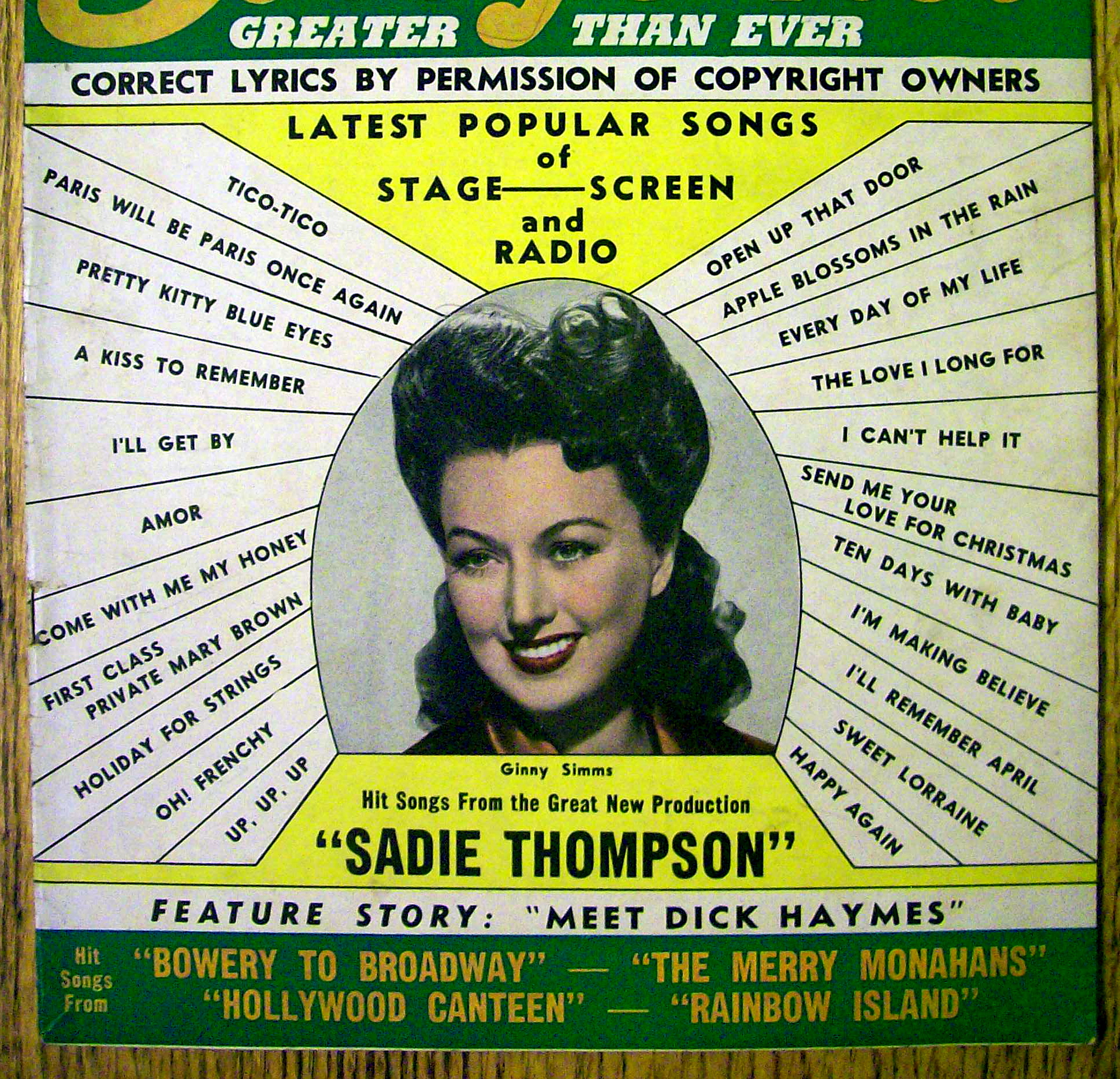 Song Hits Magazine December 1944 Ginny Simms Cover