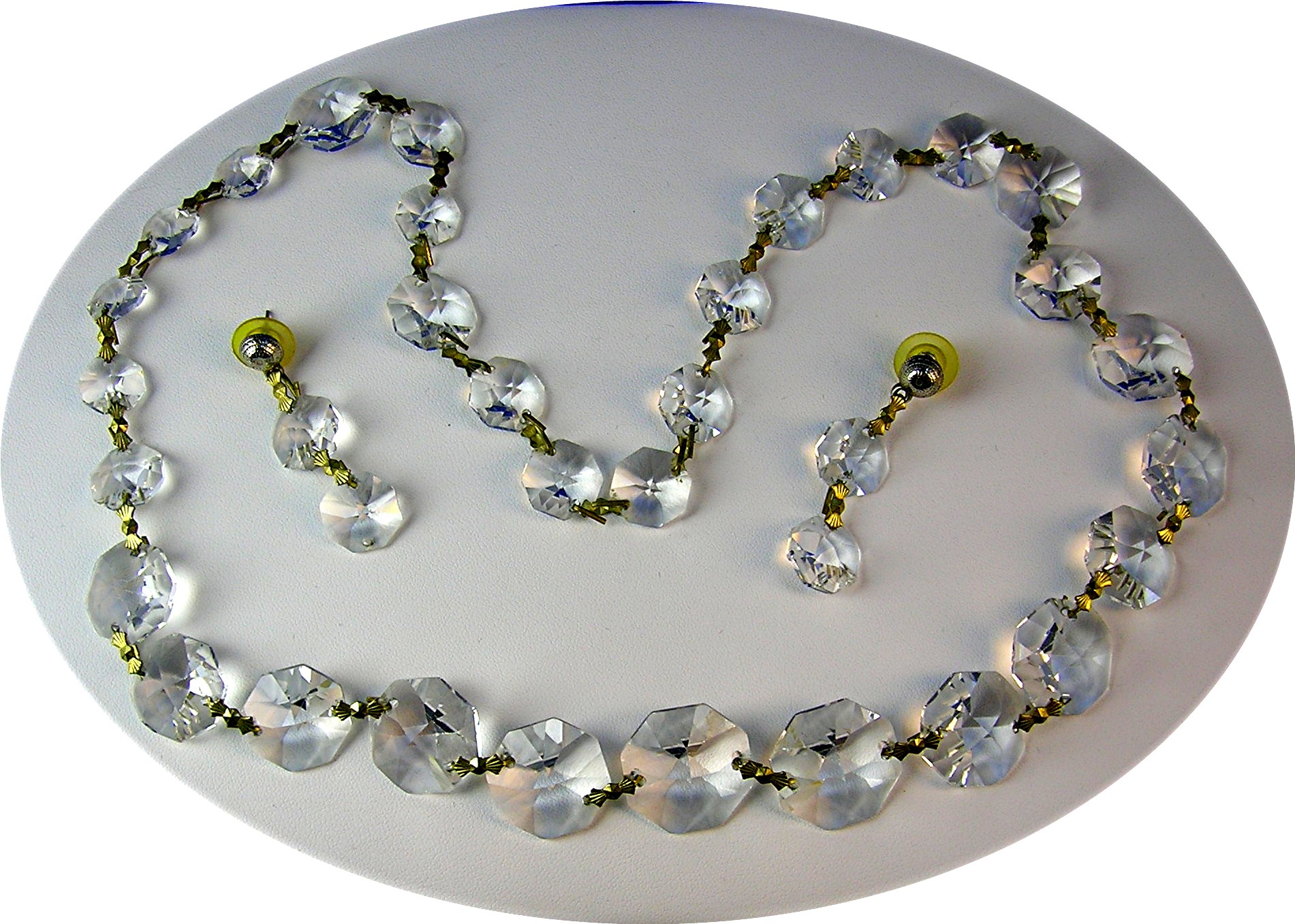 Antique Round Graduated Crystal Necklace & Earrings