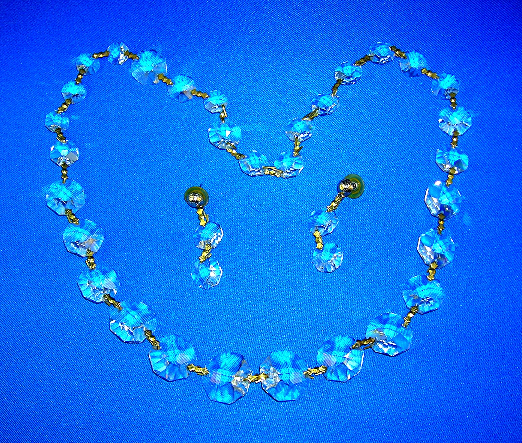 Antique Round Graduated Crystal Necklace & Earrings
